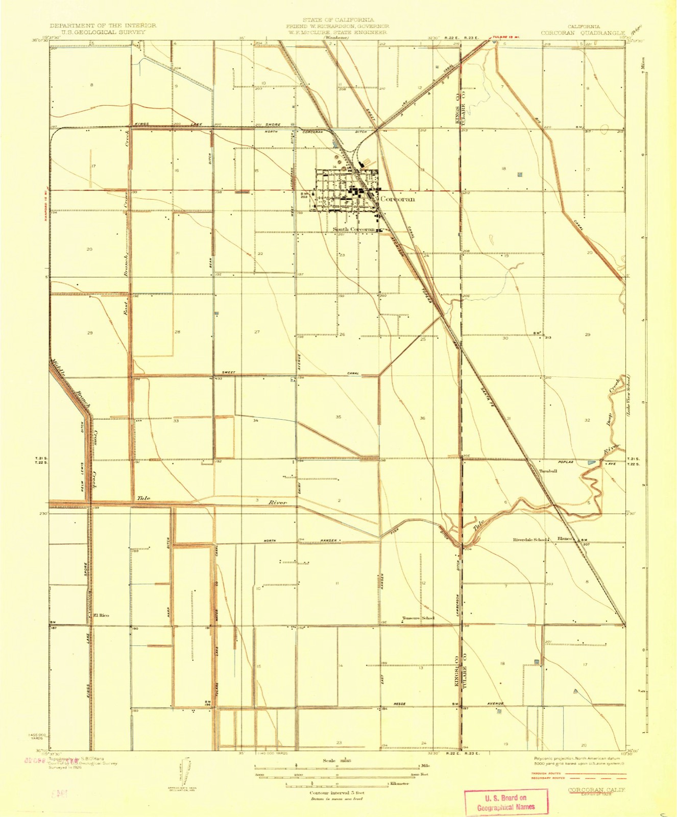 Topographic sheet of Blanco, surveyed 1928