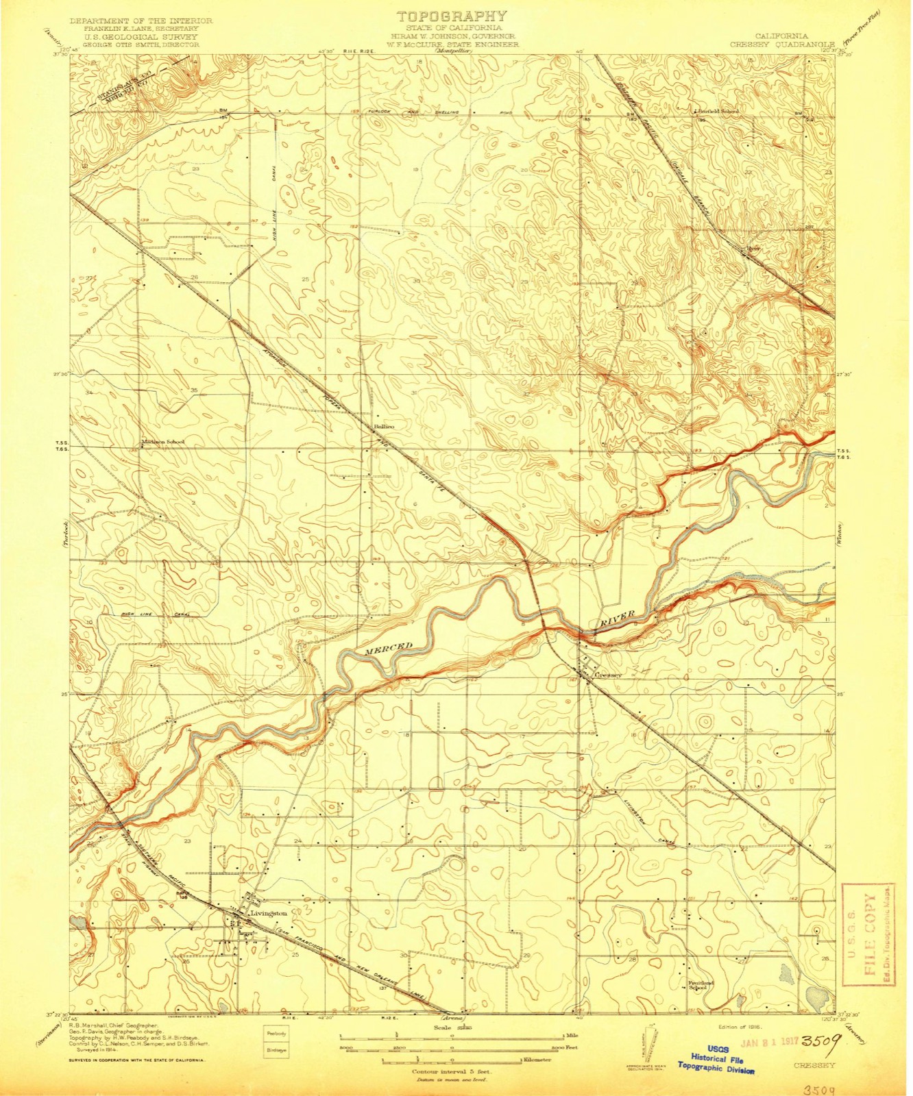 Topographic sheet of Livingston, surveyed 1916