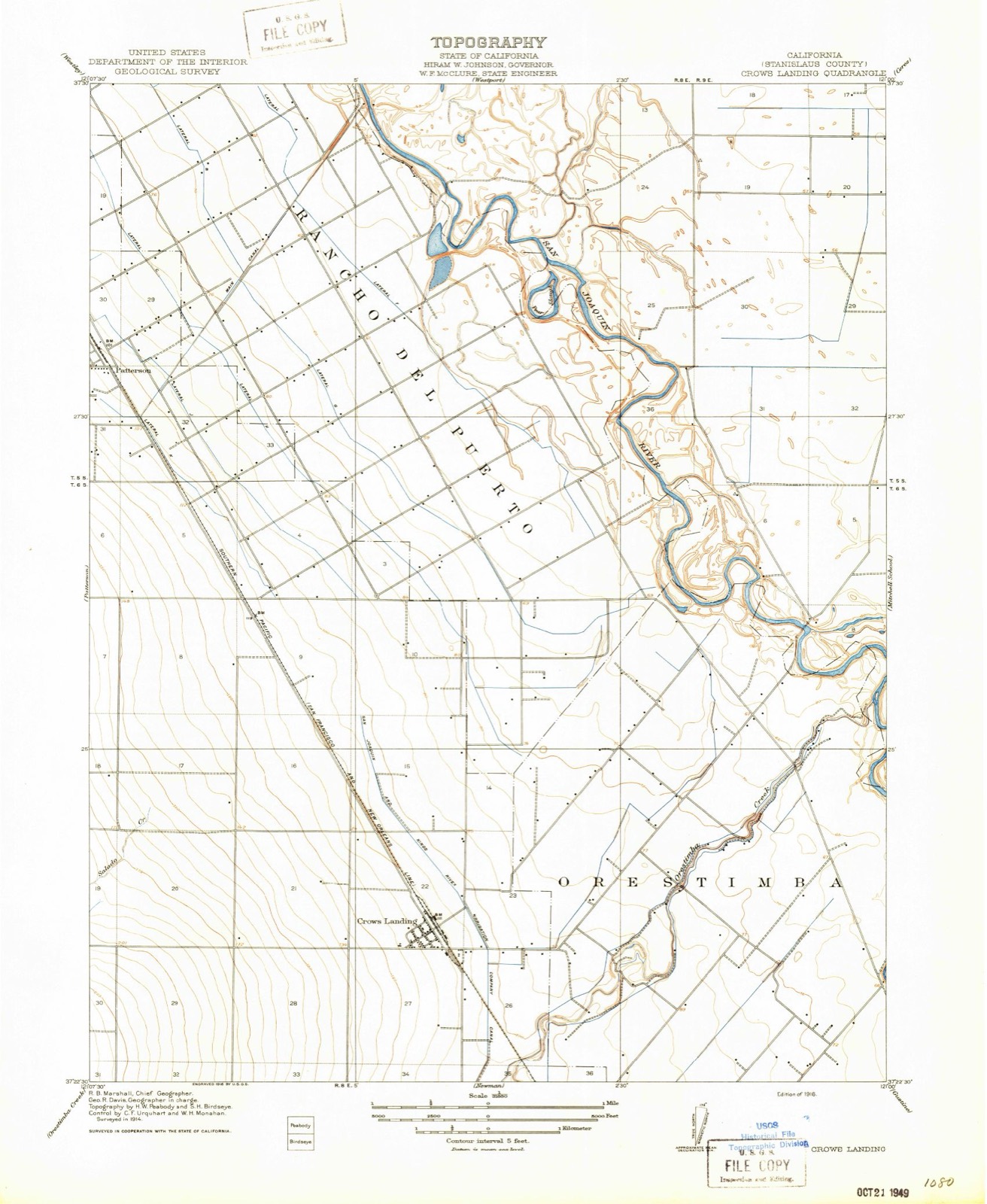Topographic sheet of Crows Landing, surveyed 1916