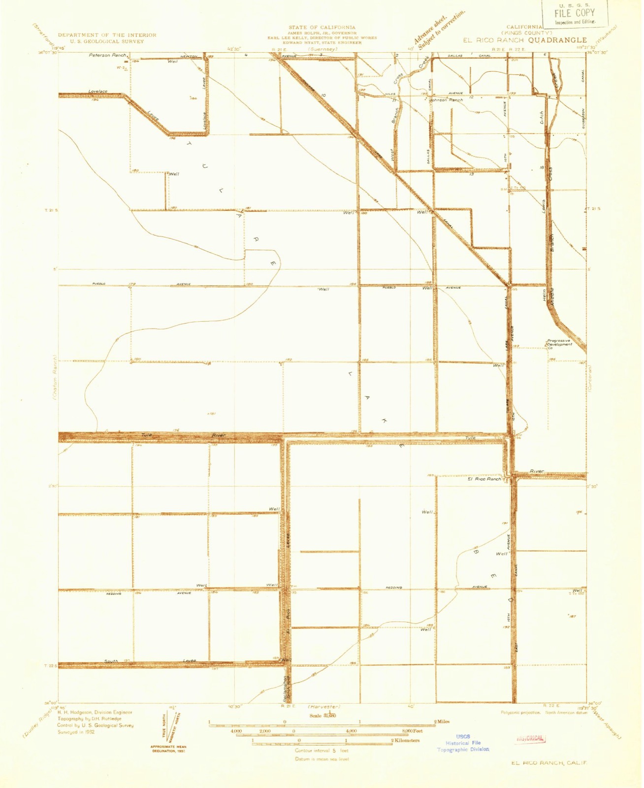 Topographic sheet of Helm Corner, surveyed 1932