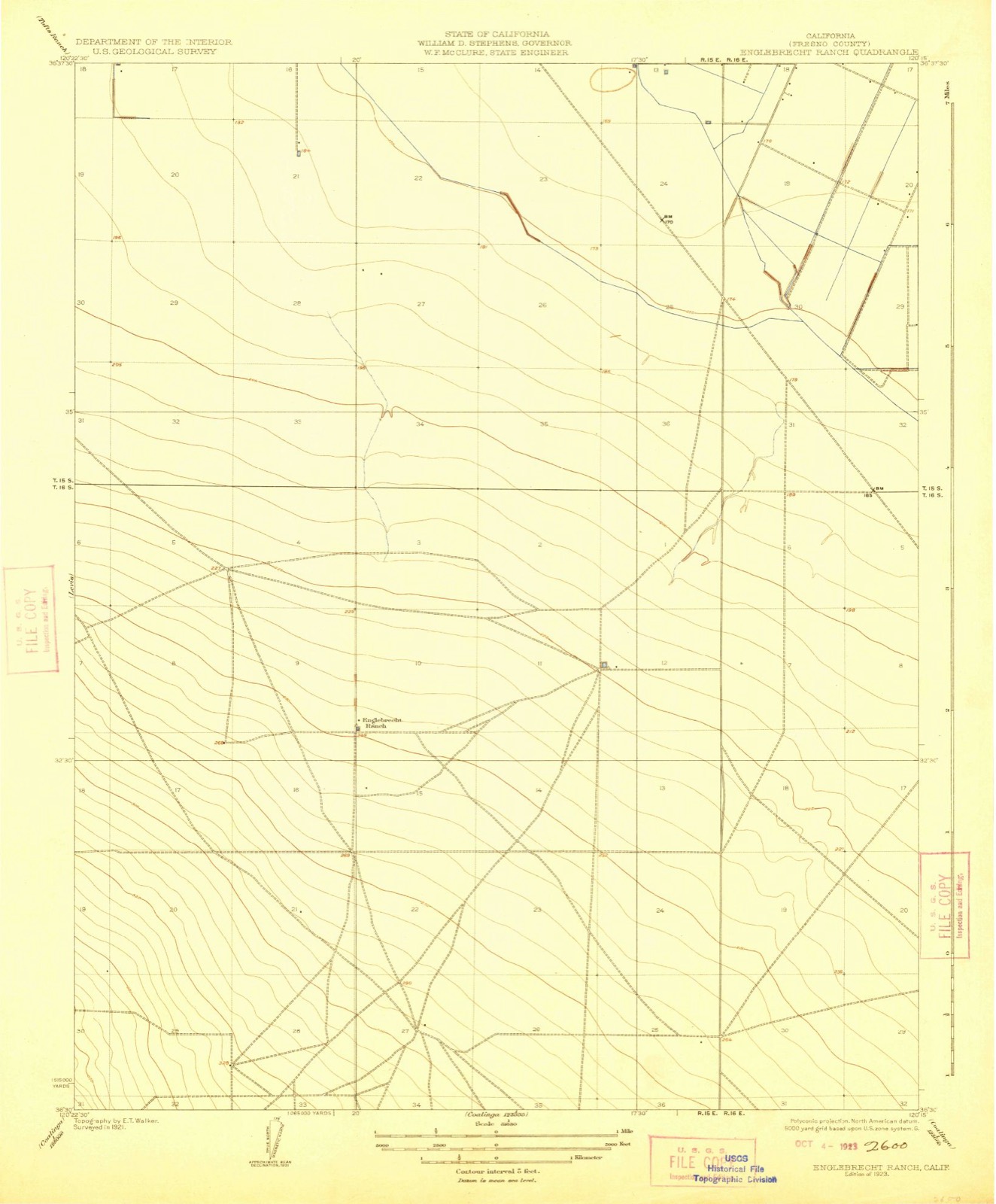 Topographic sheet of Cantua Creek, surveyed 1923