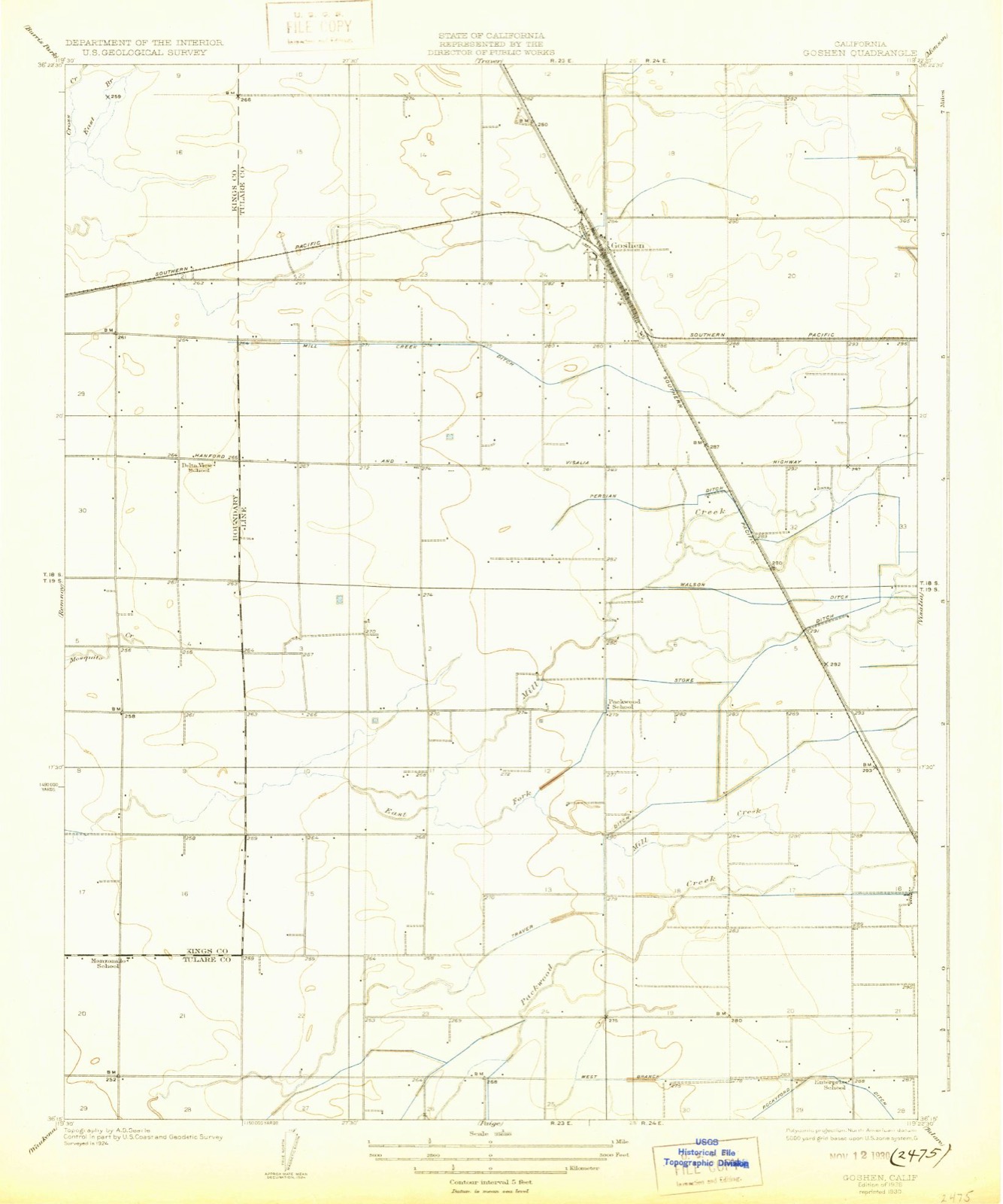 Topographic sheet of Goshen, surveyed 1926