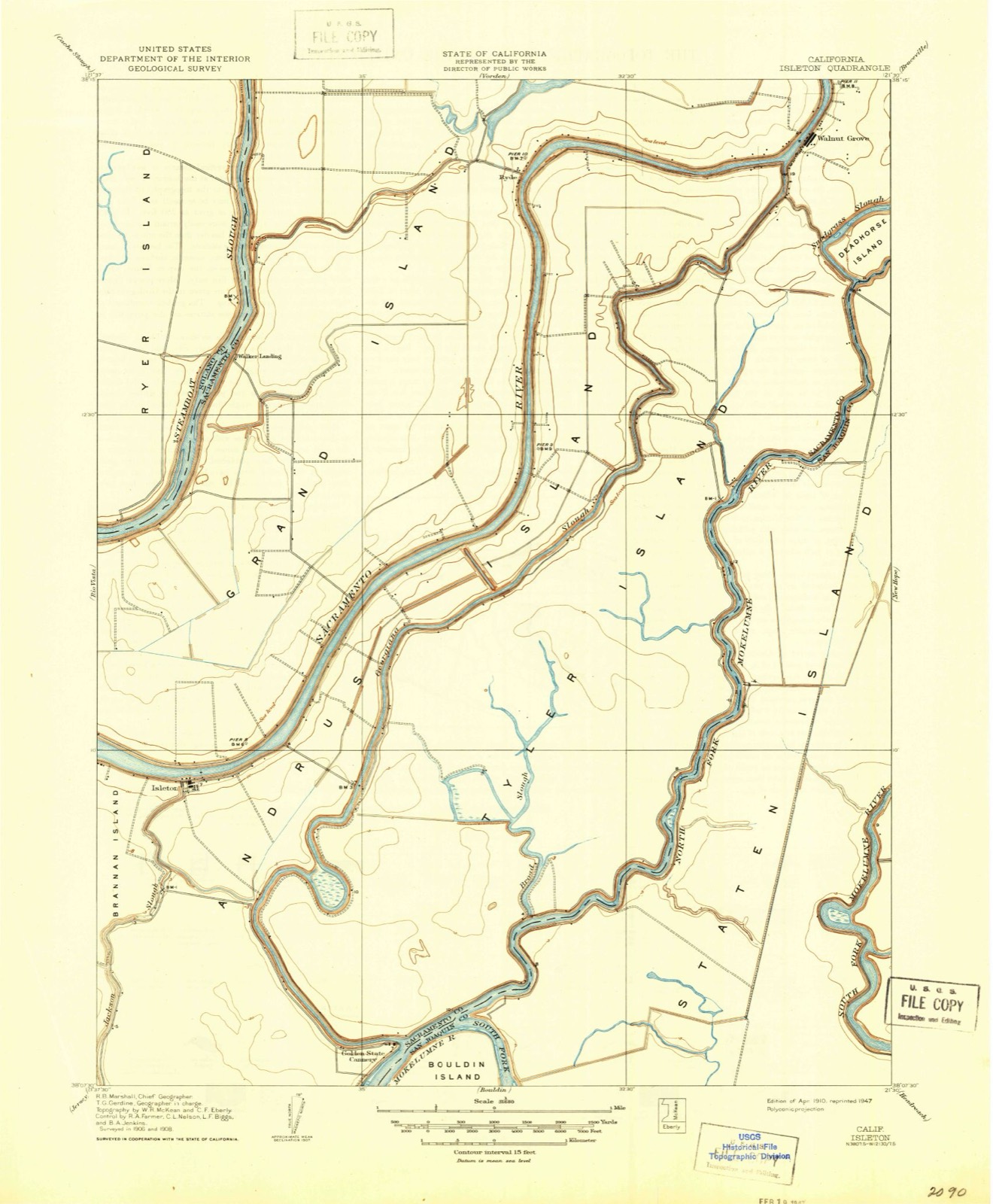 Topographic sheet of Walnut Grove, surveyed 1910