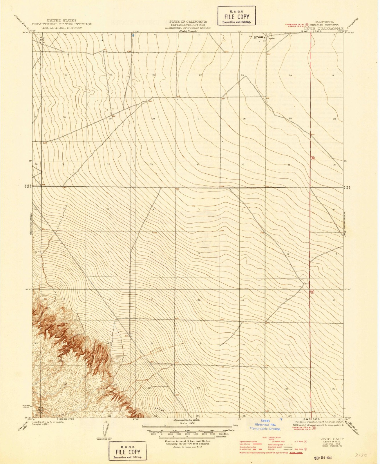 Topographic sheet of Levis, surveyed 1923