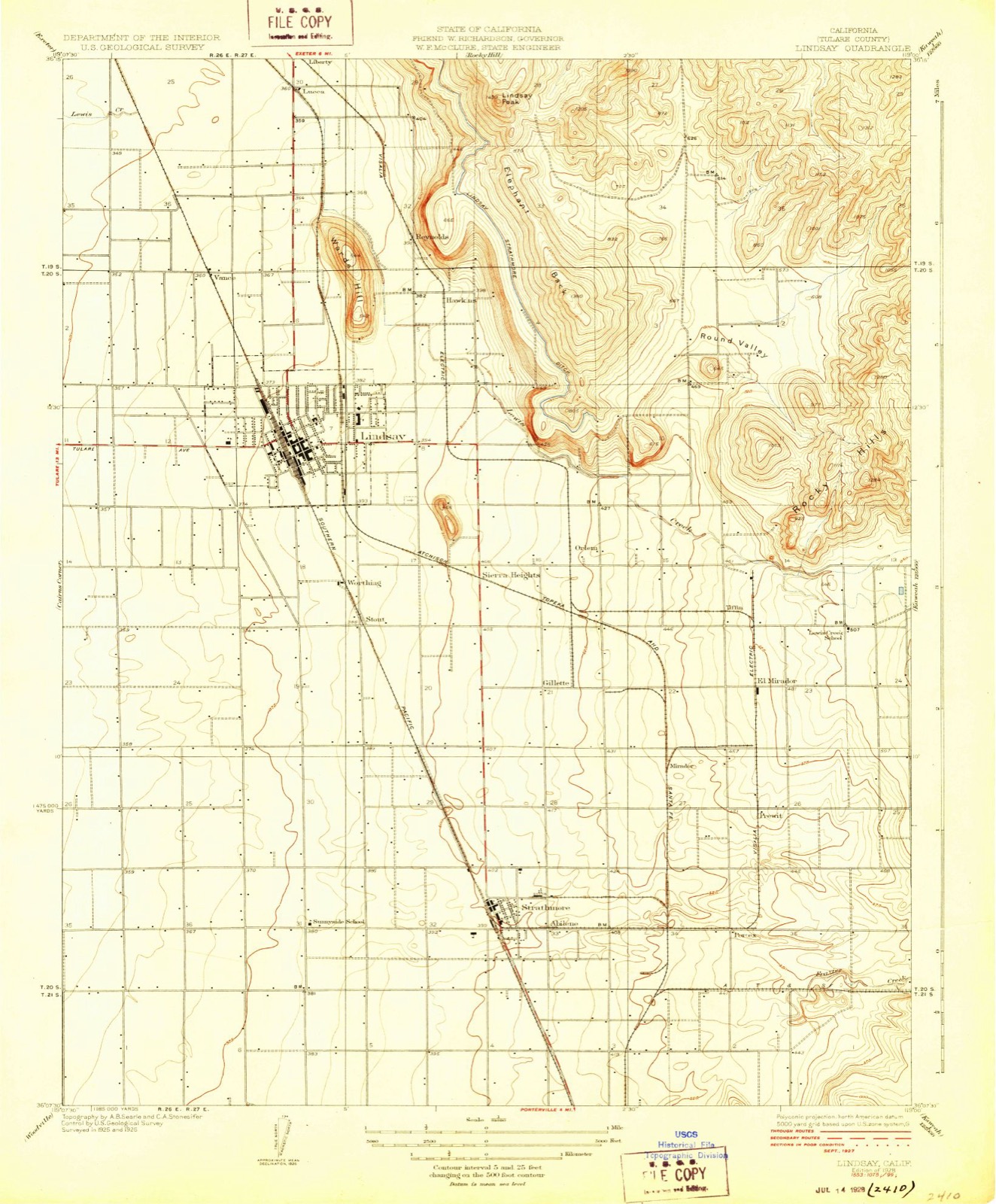 Topographic sheet of Strathmore, surveyed 1928