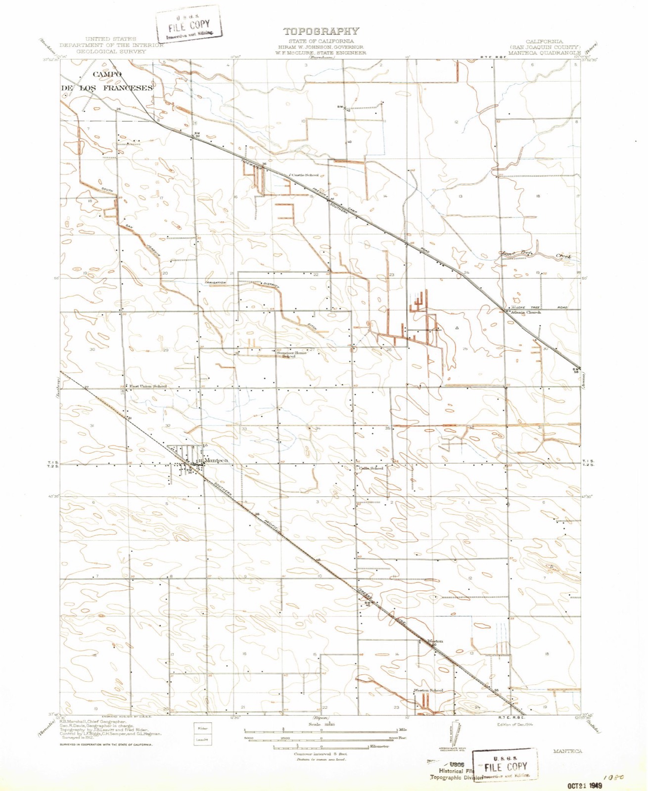 Topographic sheet of Five Corners, surveyed 1914
