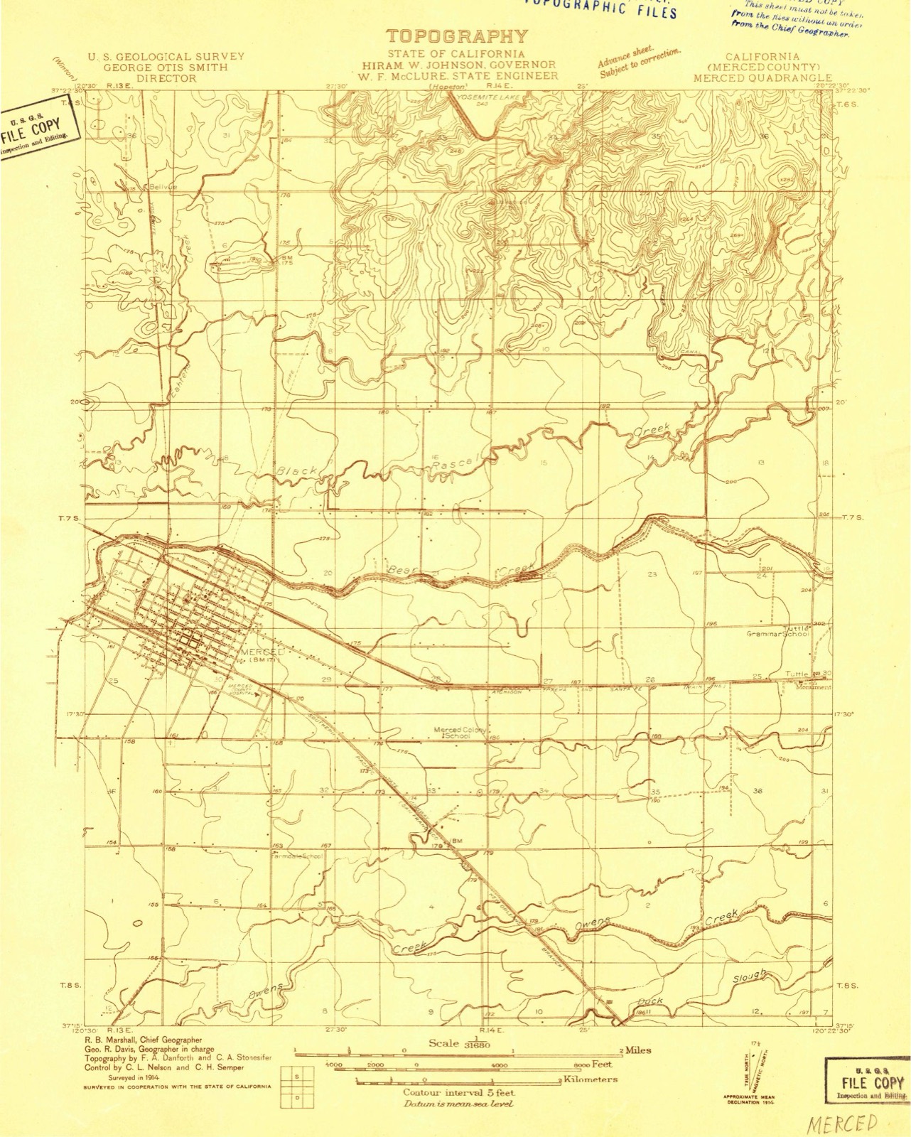 Topographic sheet of Bear Creek, surveyed 1914