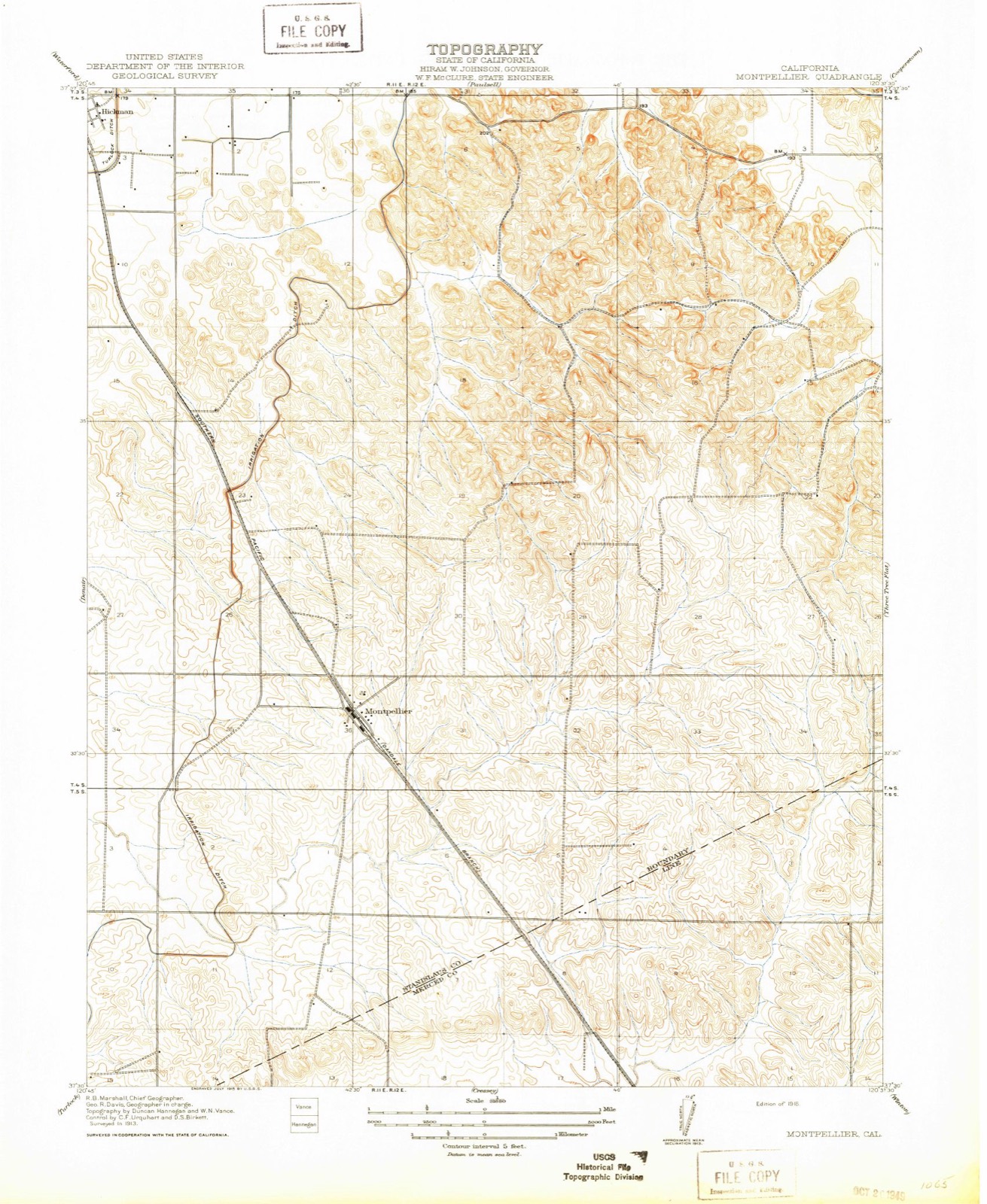 Topographic sheet of Montpelier, surveyed 1916