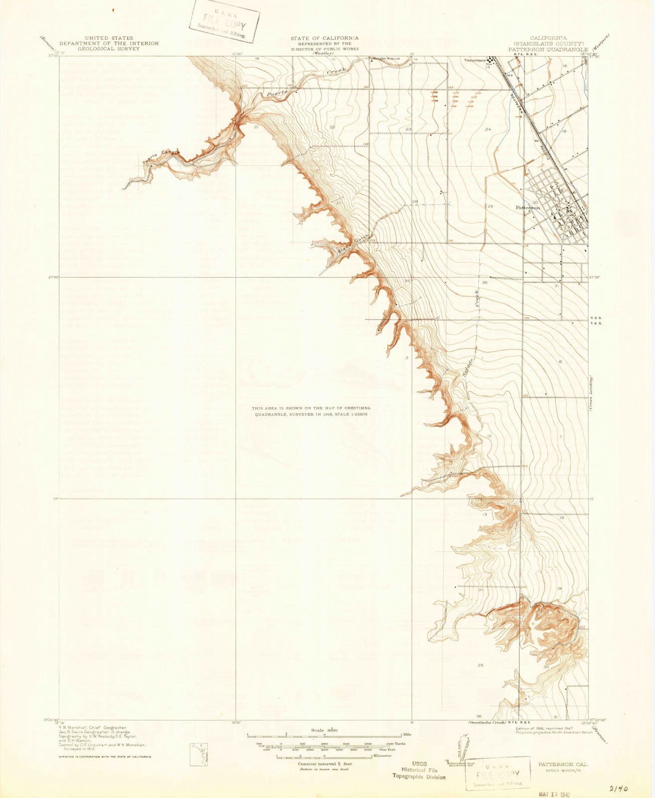 Topographic sheet of Patterson, surveyed 1916