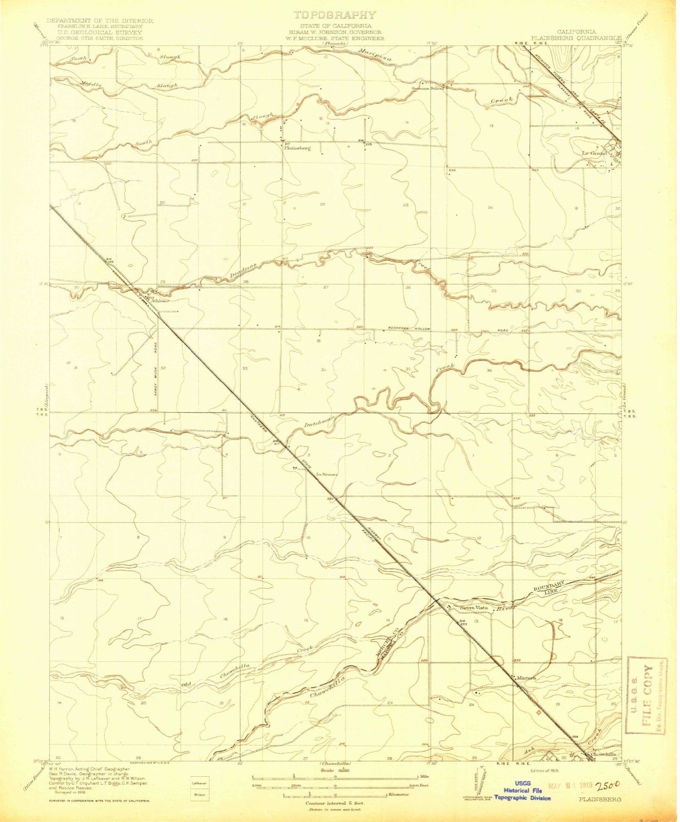 Topographic sheet of Plainsburg, surveyed 1919
