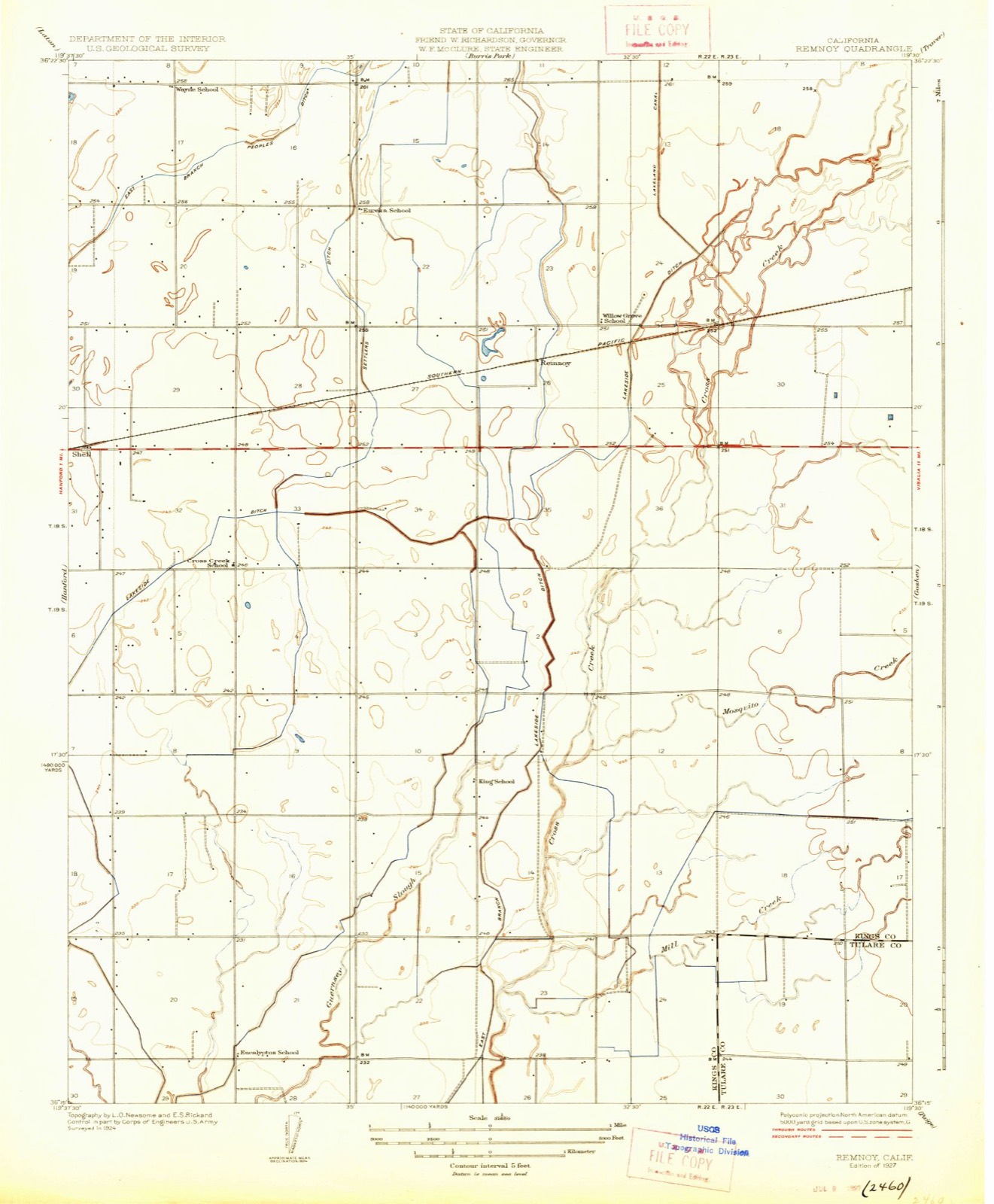 Topographic sheet of Shell, surveyed 1927