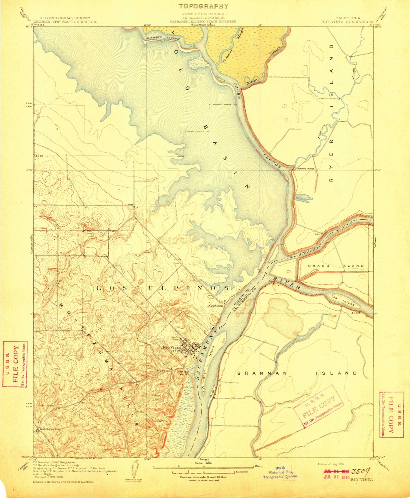 Topographic sheet of Rio Vista, surveyed 1910
