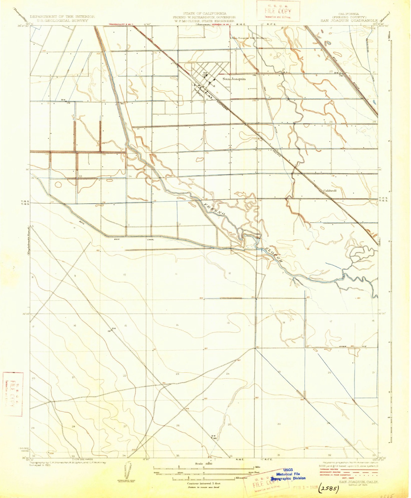 Topographic sheet of San Joaquin, surveyed 1925