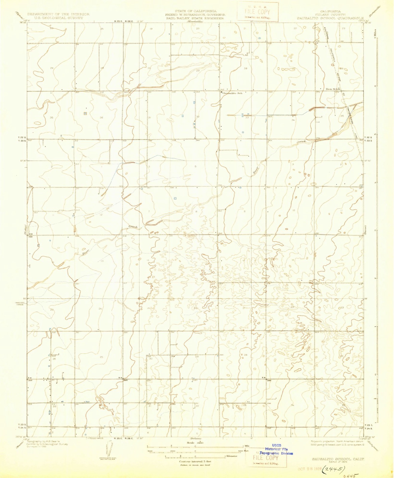 Topographic sheet of Saucelito, surveyed 1929