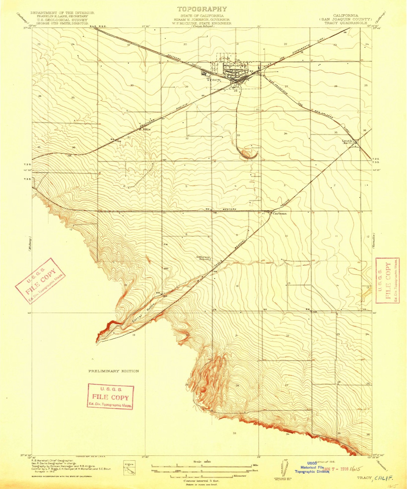 Topographic sheet of Carbona, surveyed 1916