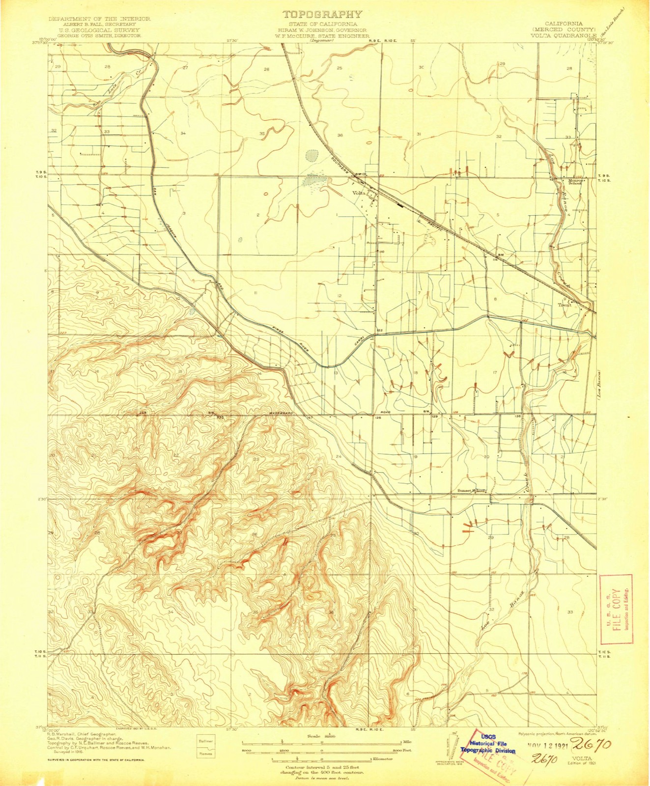 Topographic sheet of Volta, surveyed 1921