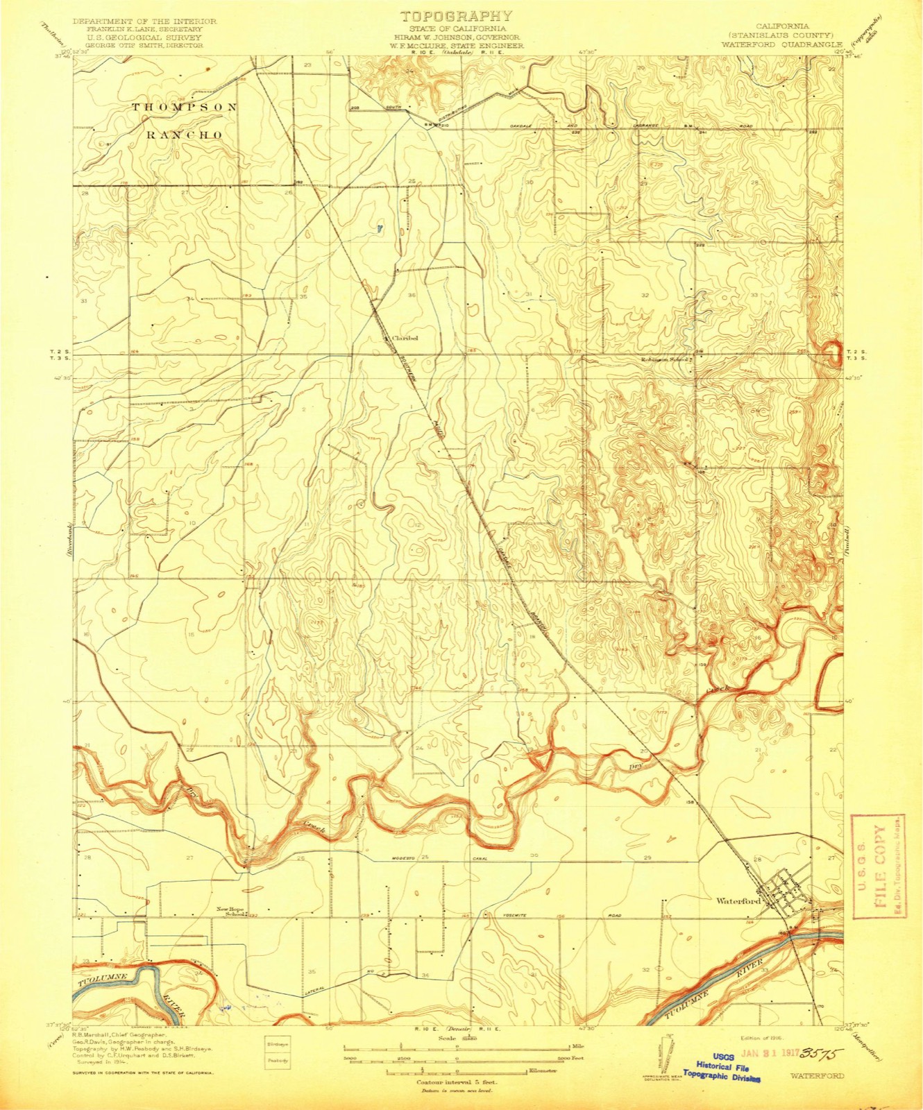 Topographic sheet of Claribel, surveyed 1916