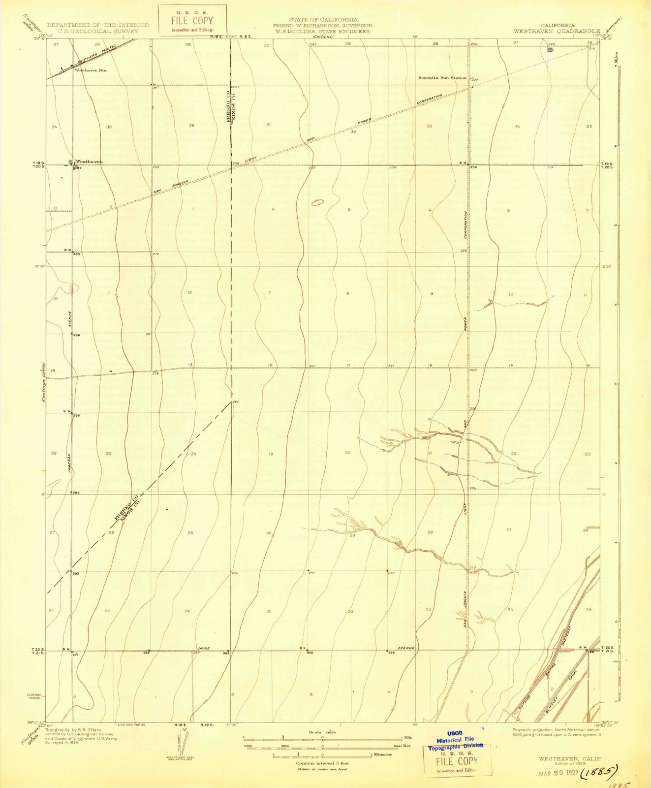 Topographic sheet of Westhaven, surveyed 1929