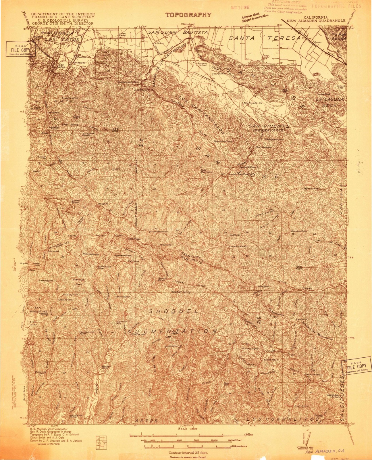 Topographic sheet of Monte Sereno, surveyed 1916