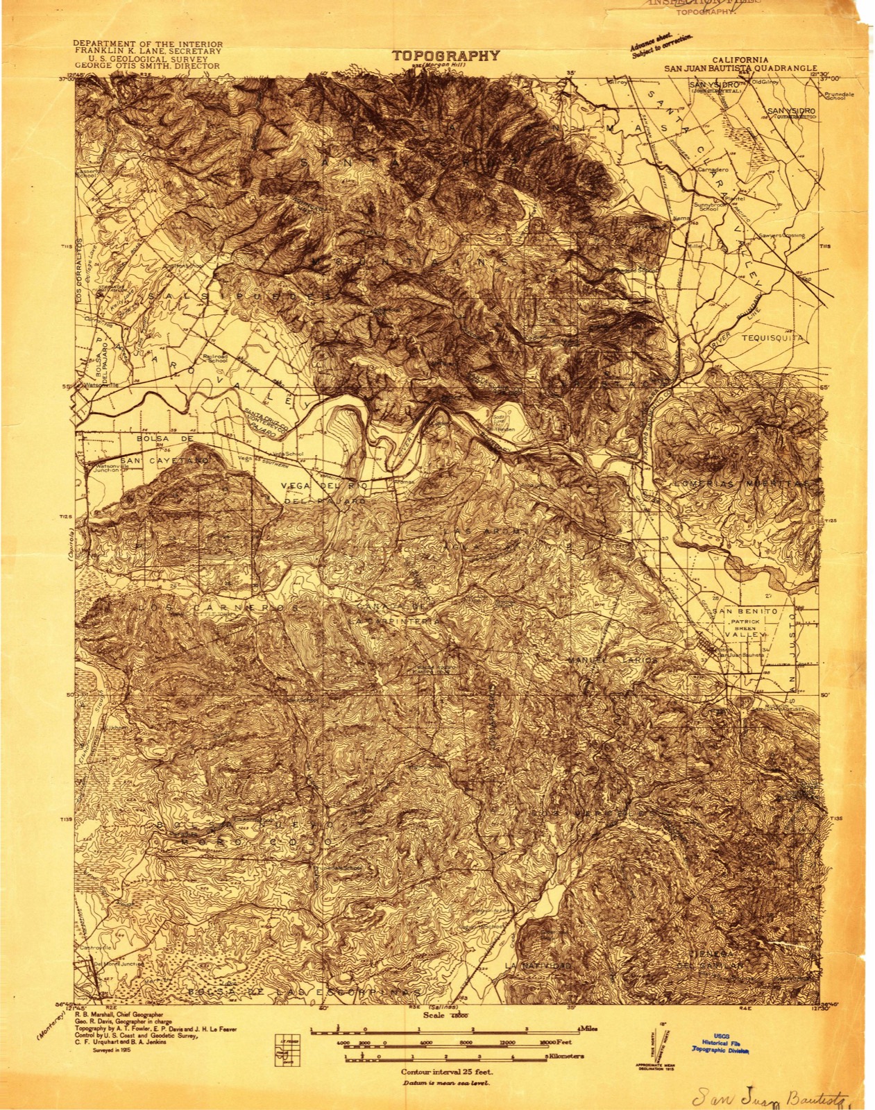 Topographic sheet covering Rozas House, surveyed 1915