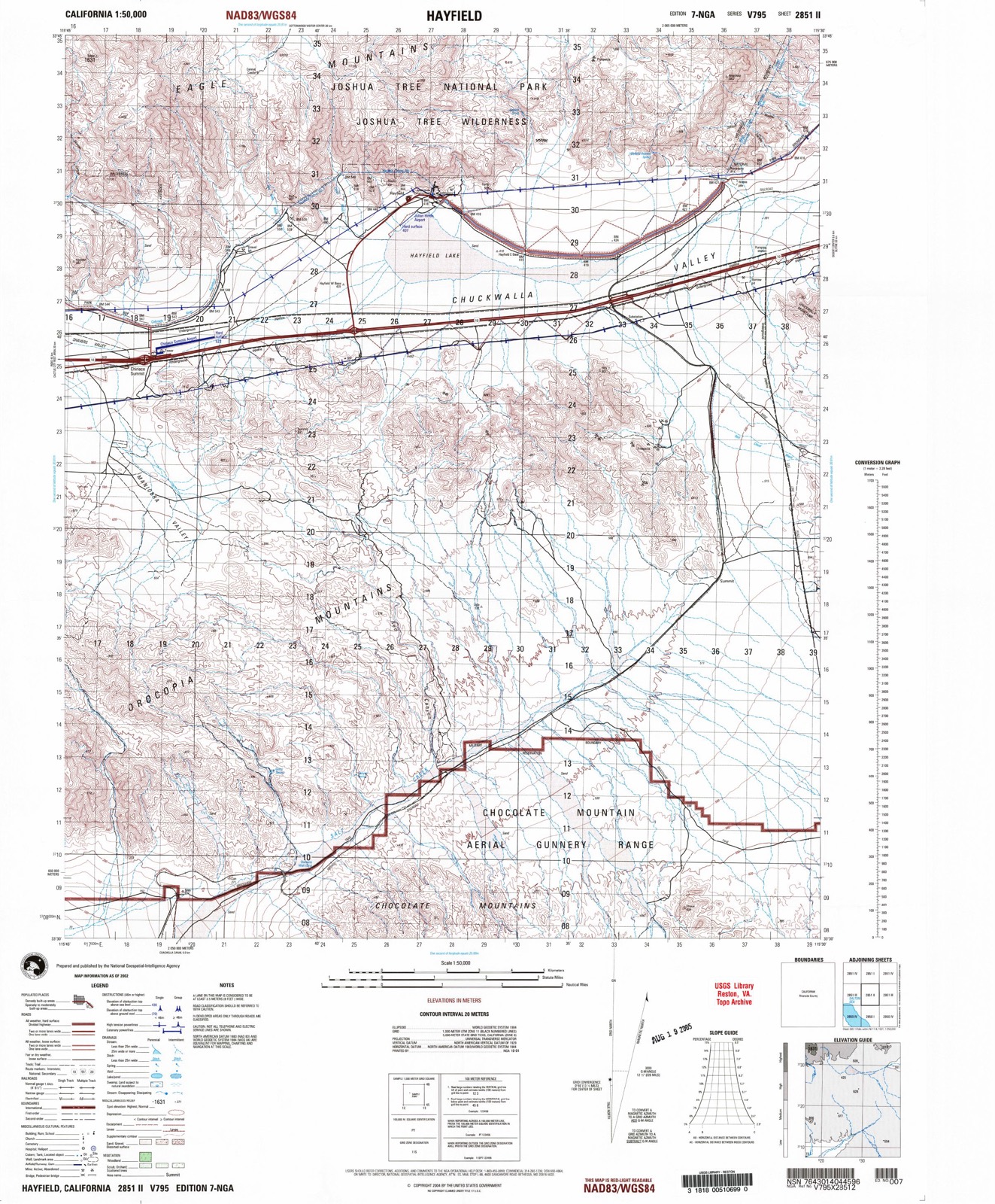 Topographic sheet of Chiriaco Summit, surveyed 2002