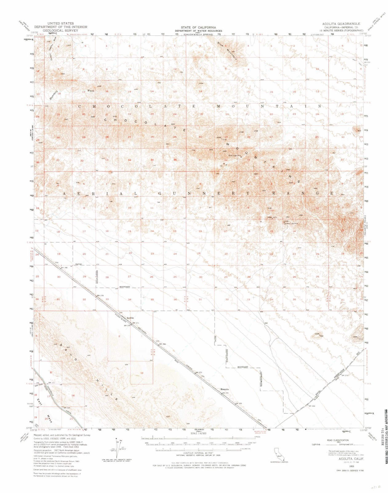 Topographic sheet of Acolita, surveyed 1953