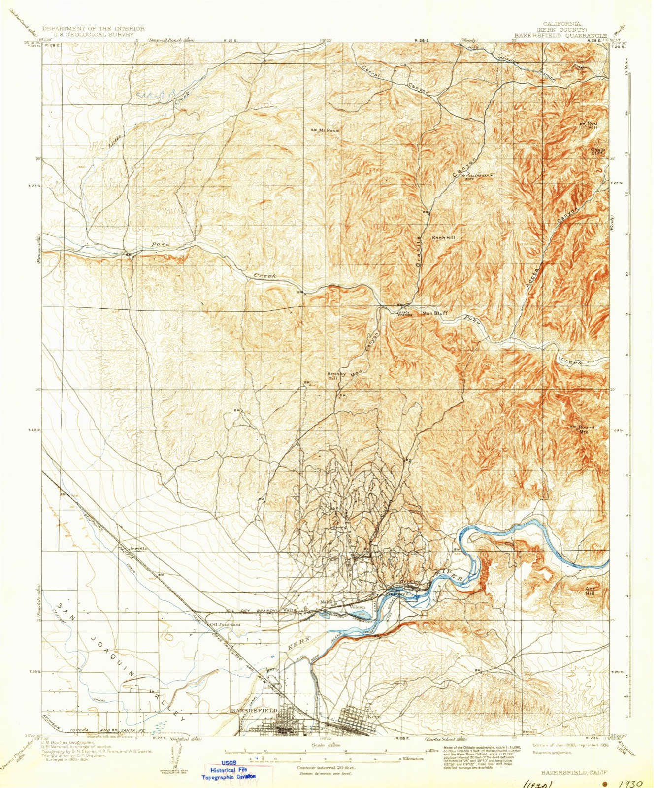 Topographic sheet of Hillcrest, surveyed 1906