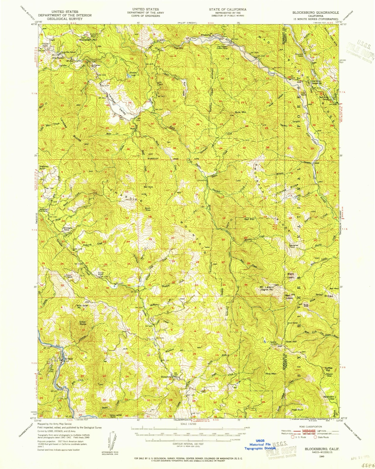 Topographic sheet of Eel Rock, surveyed 1949
