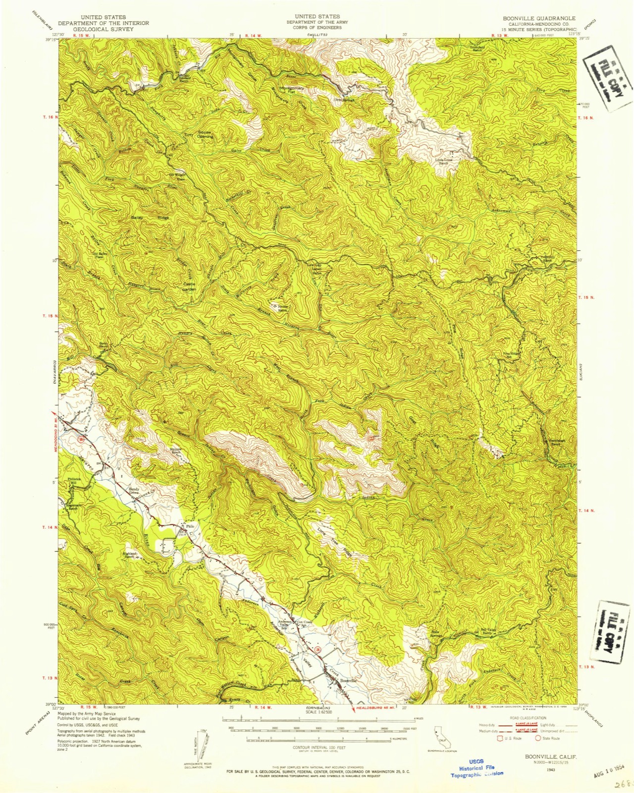 Topographic sheet of Boonville, surveyed 1943