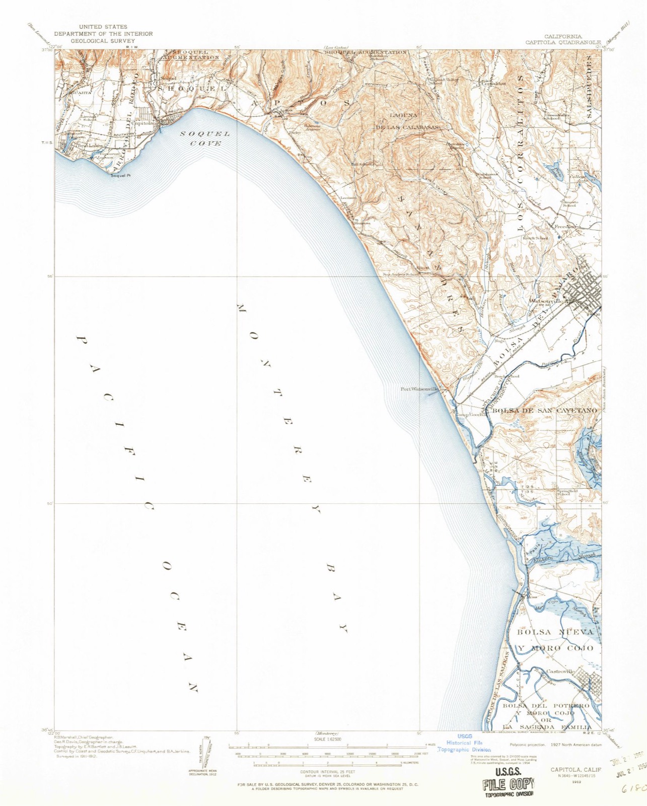 Topographic sheet of Capitola, surveyed 1912