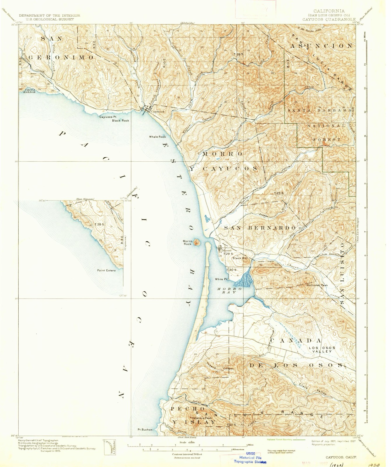 Topographic sheet of Los Osos, surveyed 1897