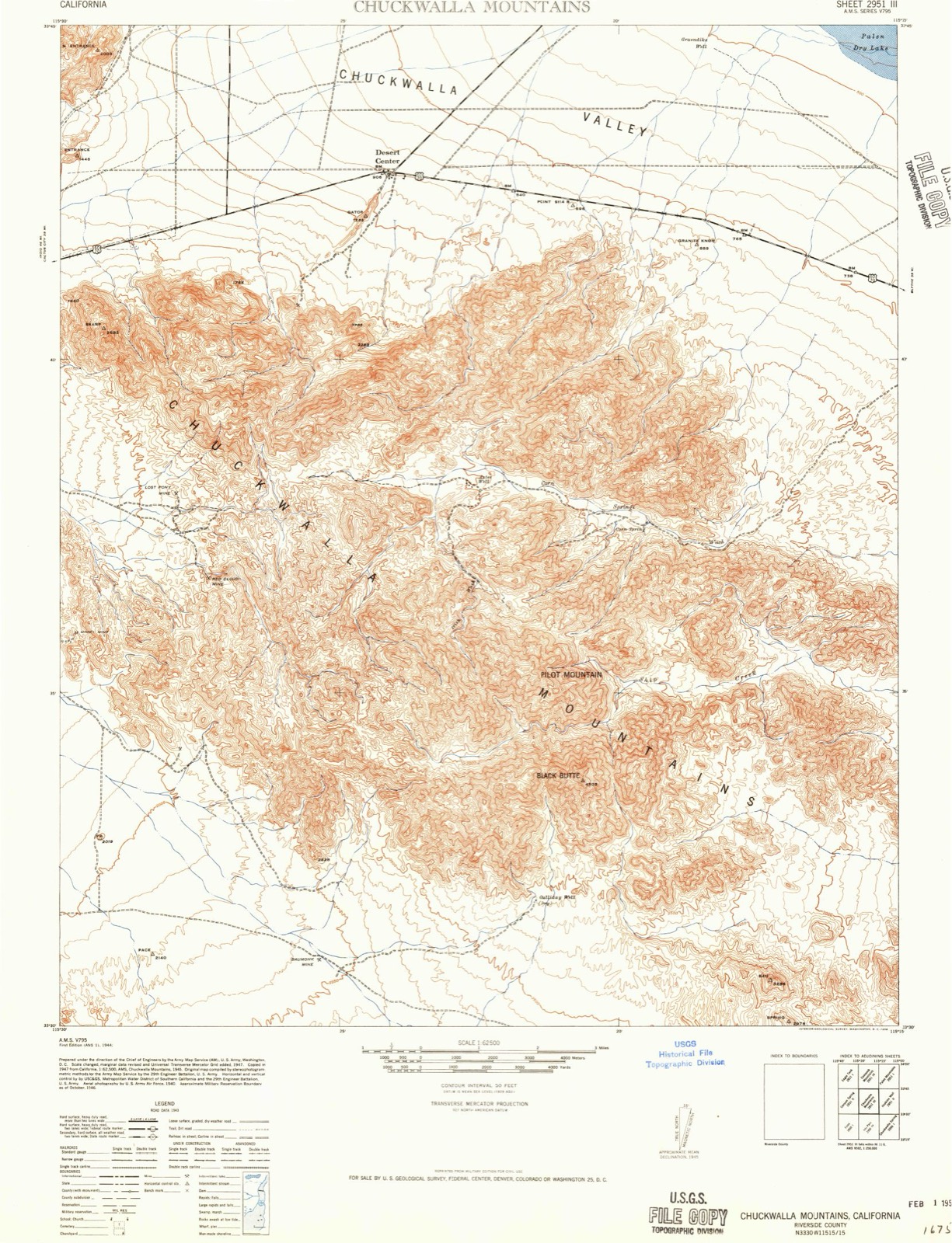 Topographic sheet of Lake Tamarisk, surveyed 1944