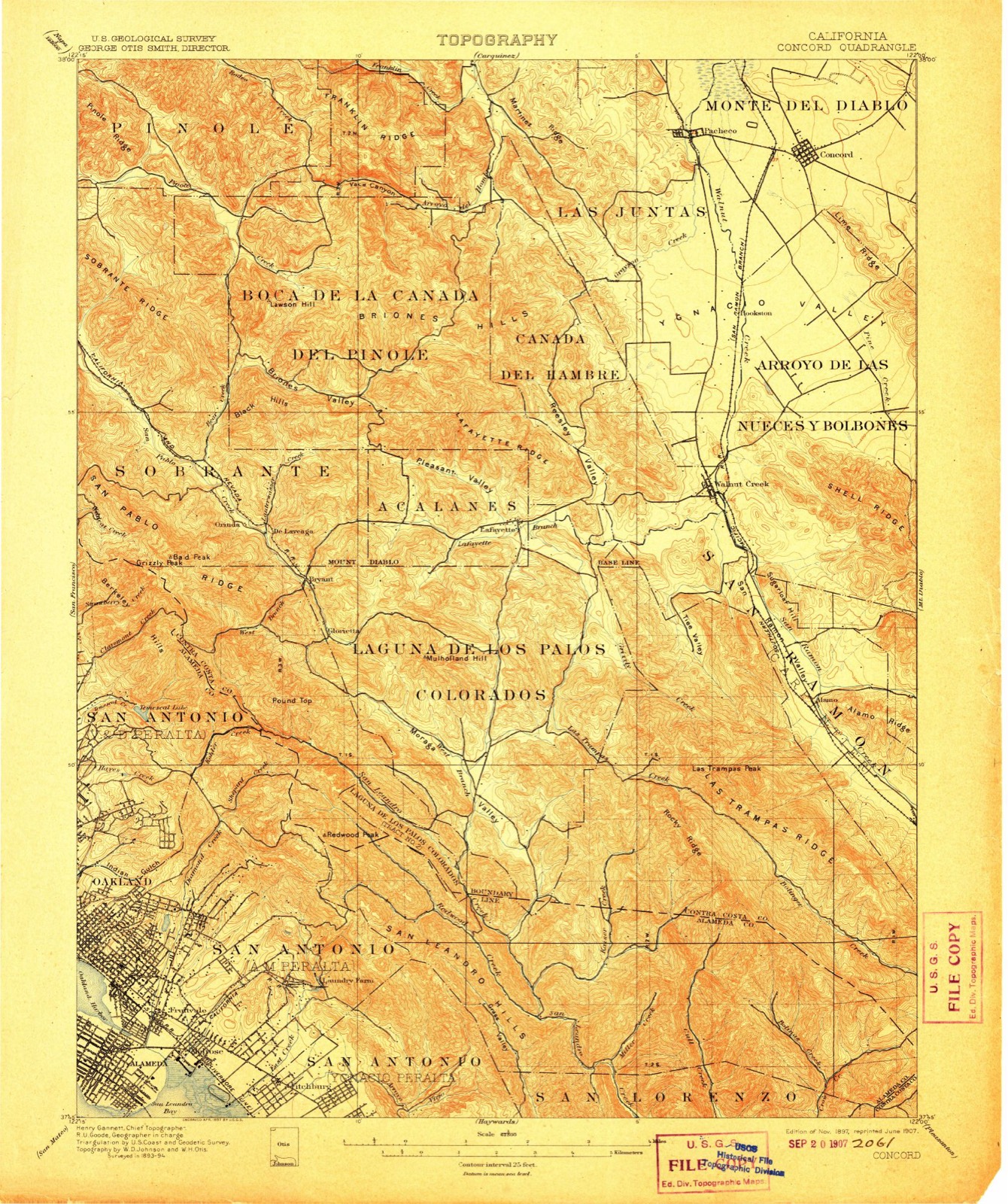 Topographic sheet of Alameda, surveyed 1897