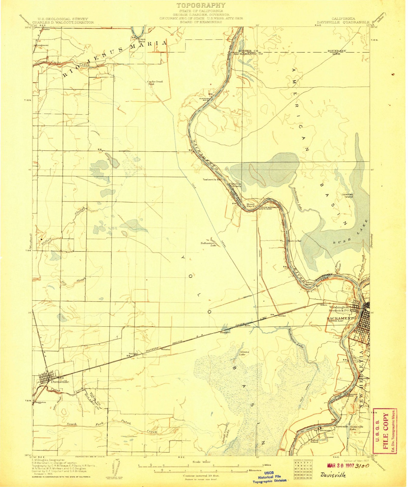 Topographic sheet of El Macero, surveyed 1907