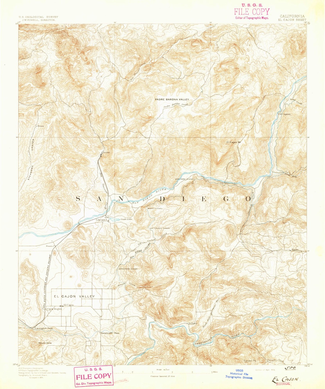 Topographic sheet of Alpine Heights, surveyed 1893