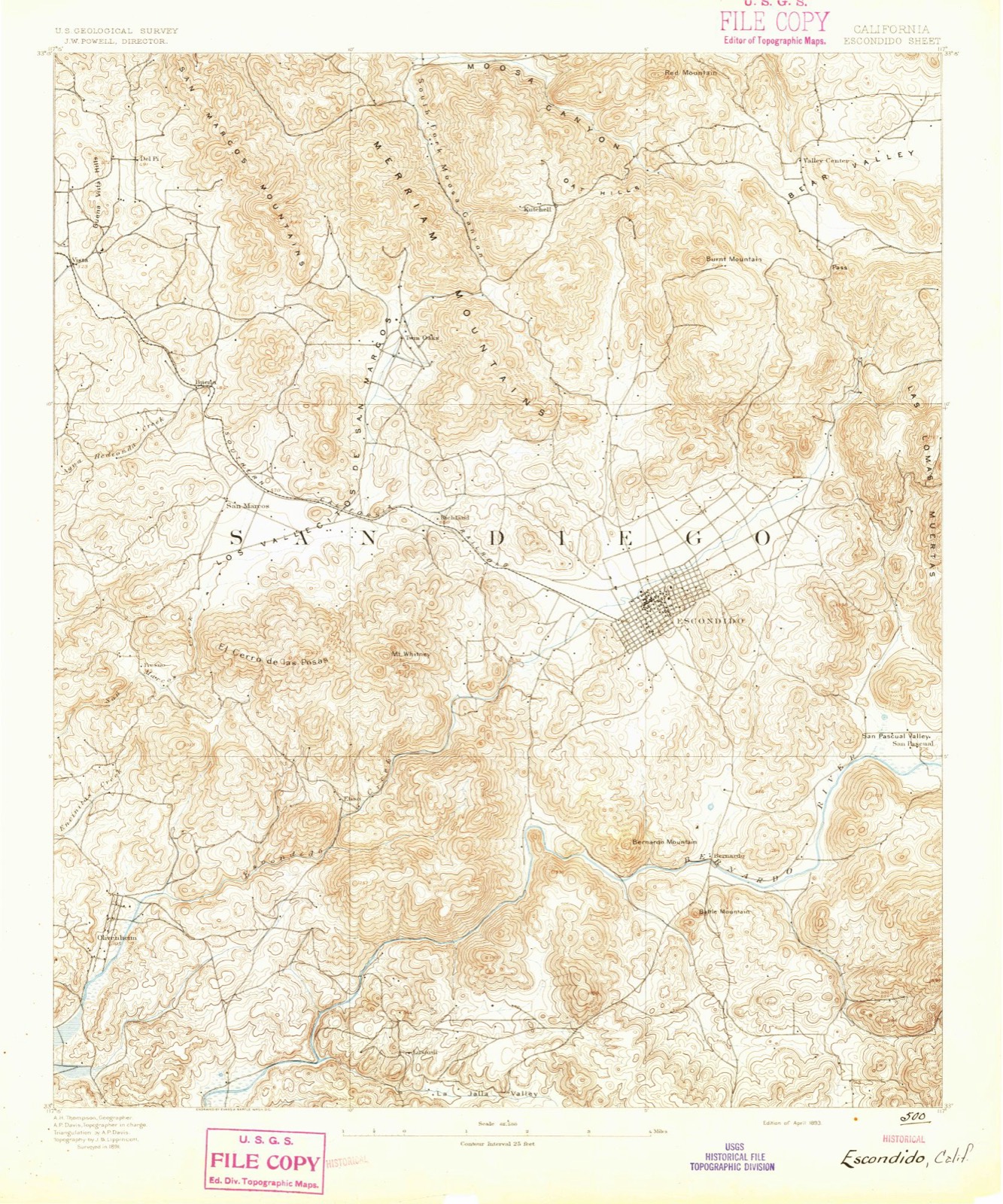 Topographic sheet of Del Dios, surveyed 1893