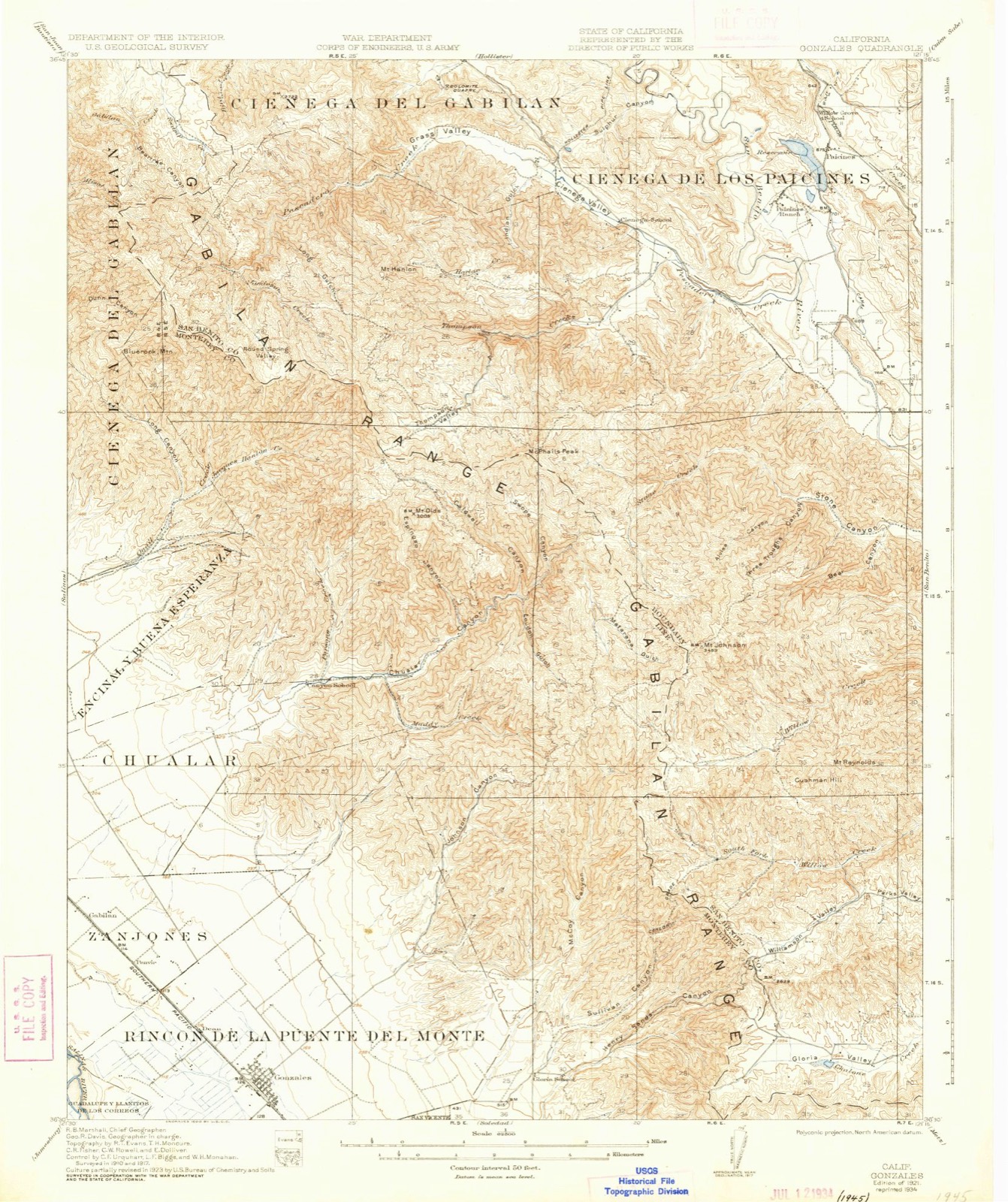 Topographic sheet of Paicines, surveyed 1921
