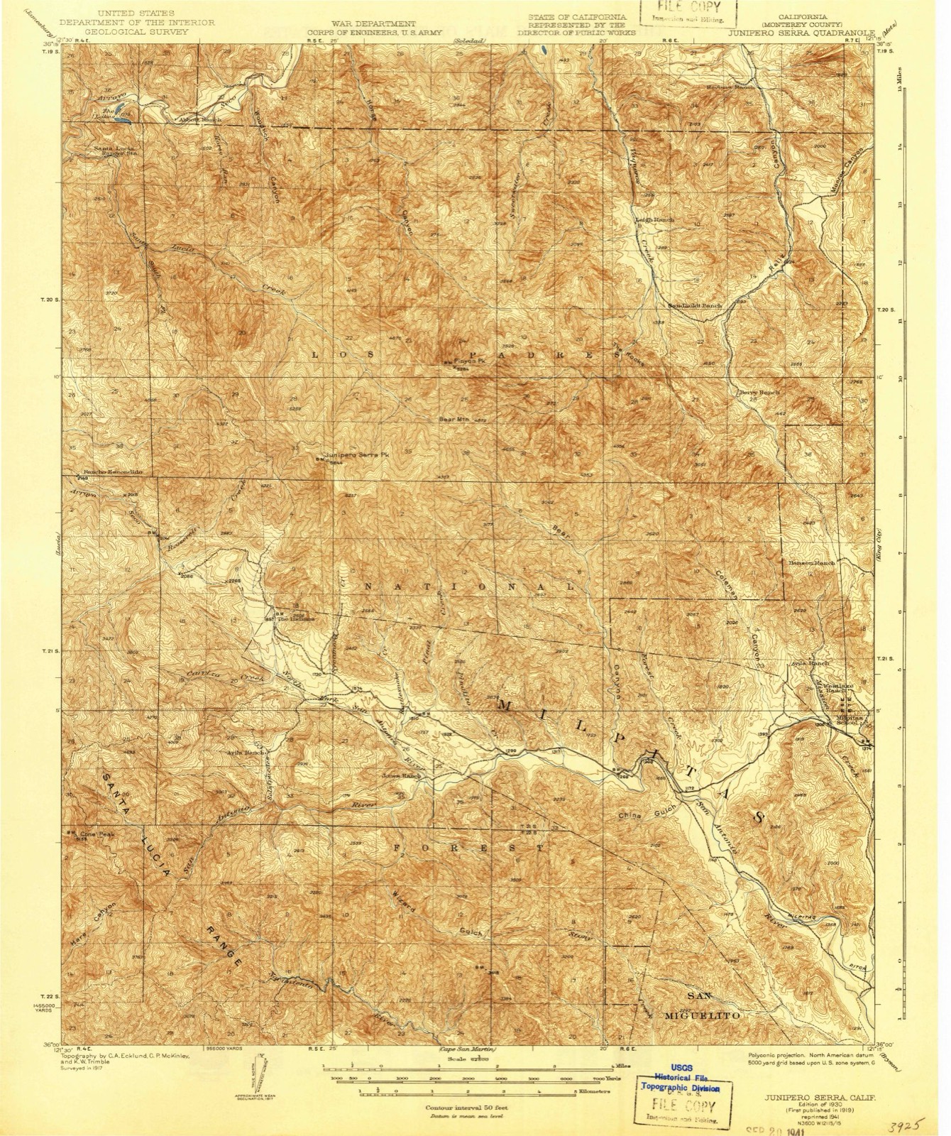 Topographic sheet of Arroyo Center, surveyed 1919