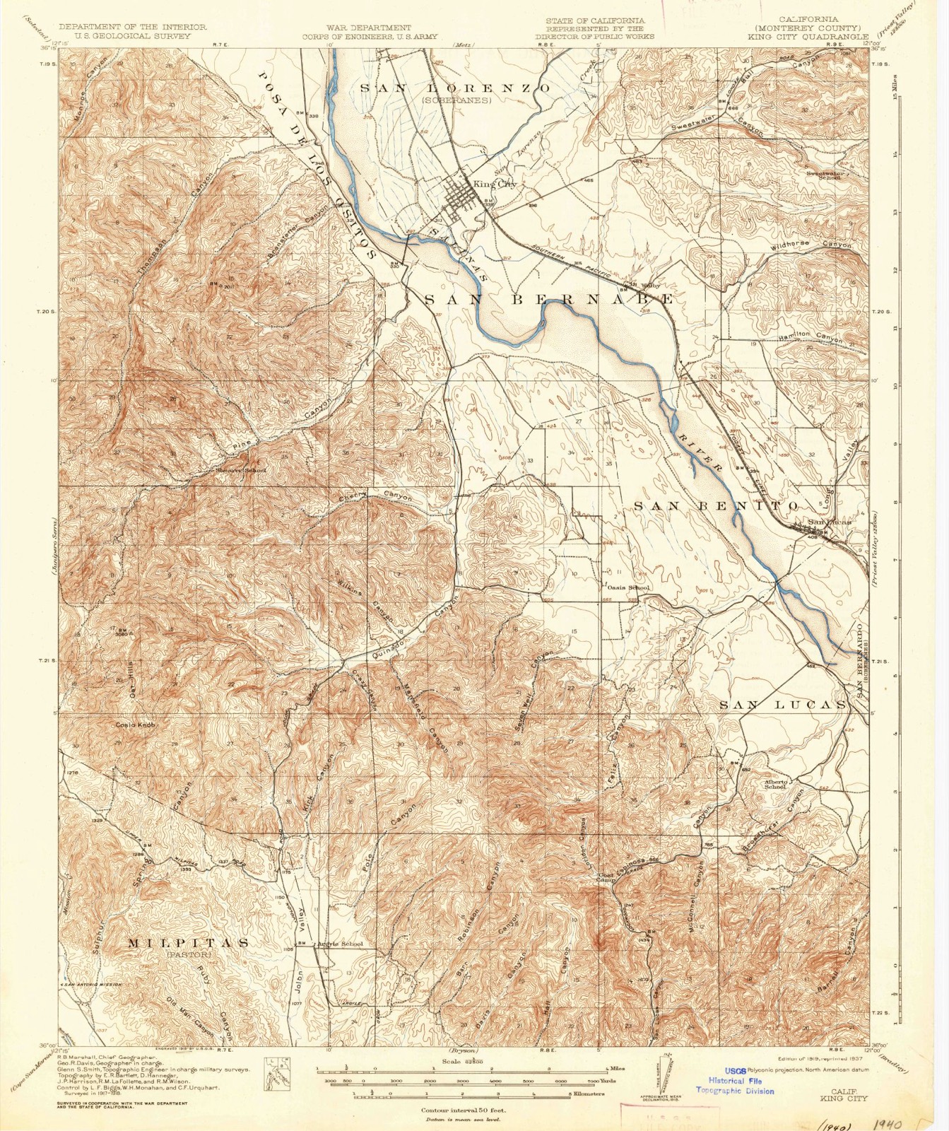 Topographic sheet covering Milpitas Ranchhouse, surveyed 1919