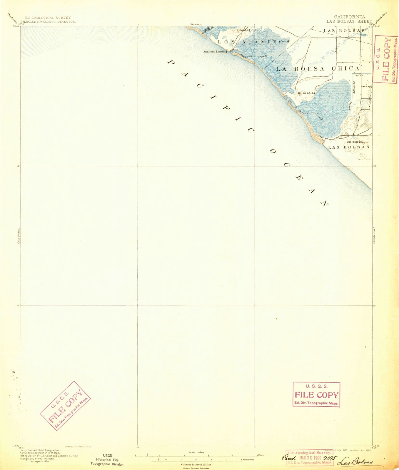 Topographic sheet of Seal Beach, surveyed 1896