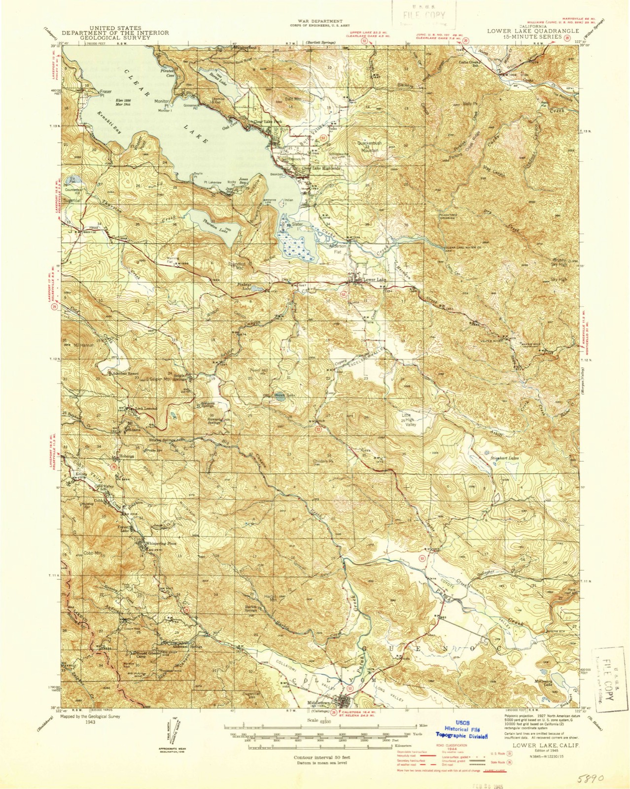 Topographic sheet of Middletown, surveyed 1945