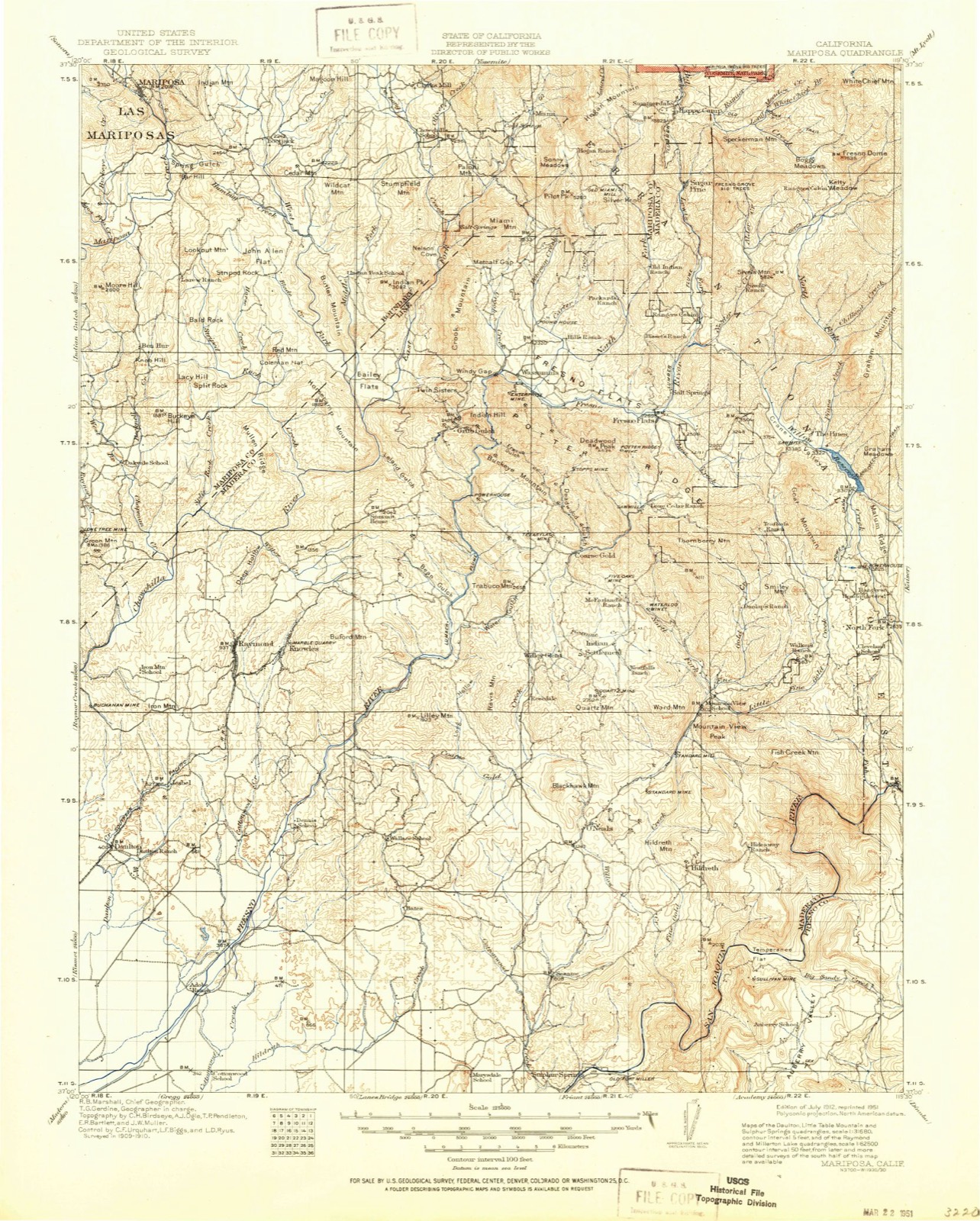 Topographic sheet of Fine Gold, surveyed 1912