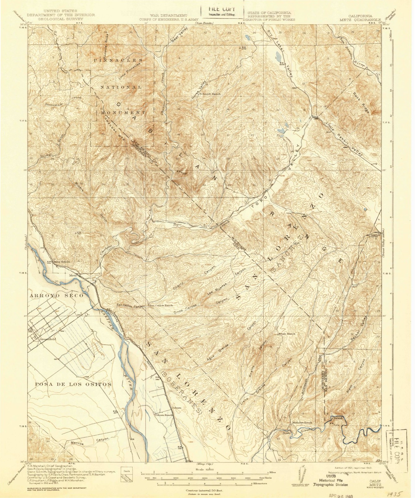 Topographic sheet of Bitterwater, surveyed 1921