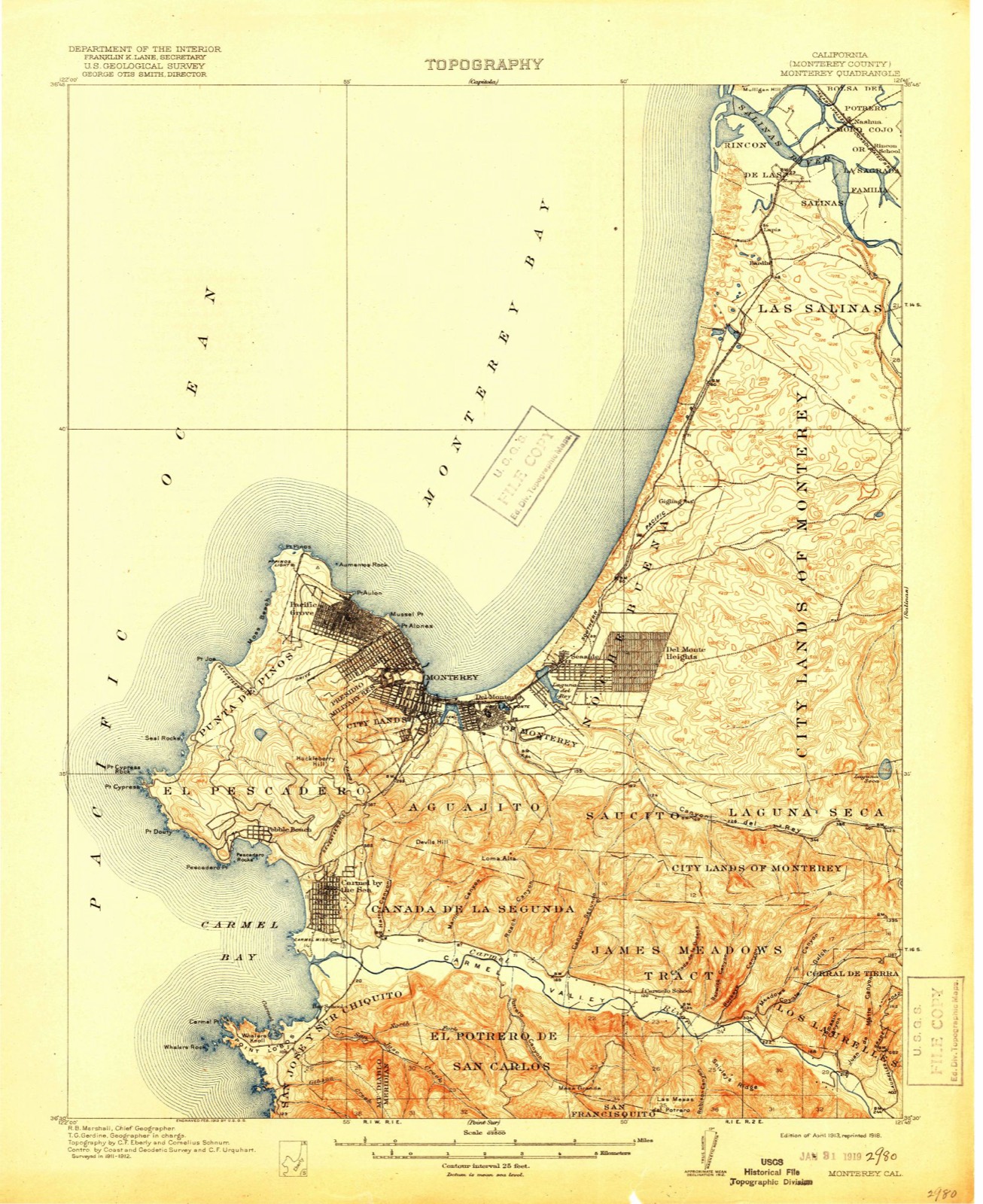 Topographic sheet of Marina, surveyed 1913