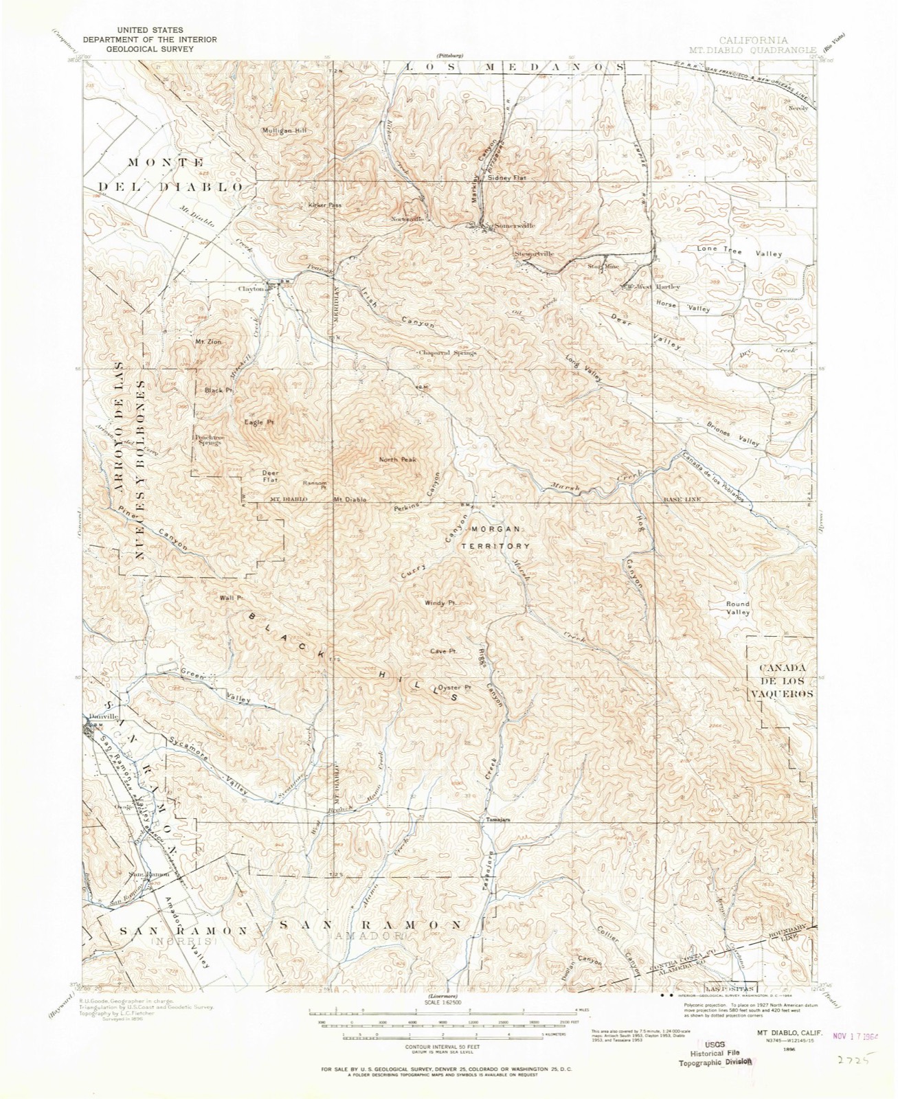 Topographic sheet of Danville, surveyed 1896