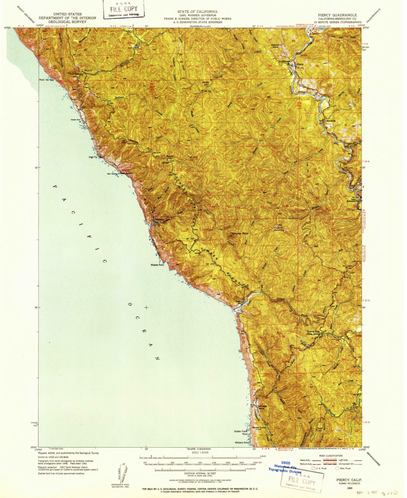 Topographic sheet of Andersonia, surveyed 1950