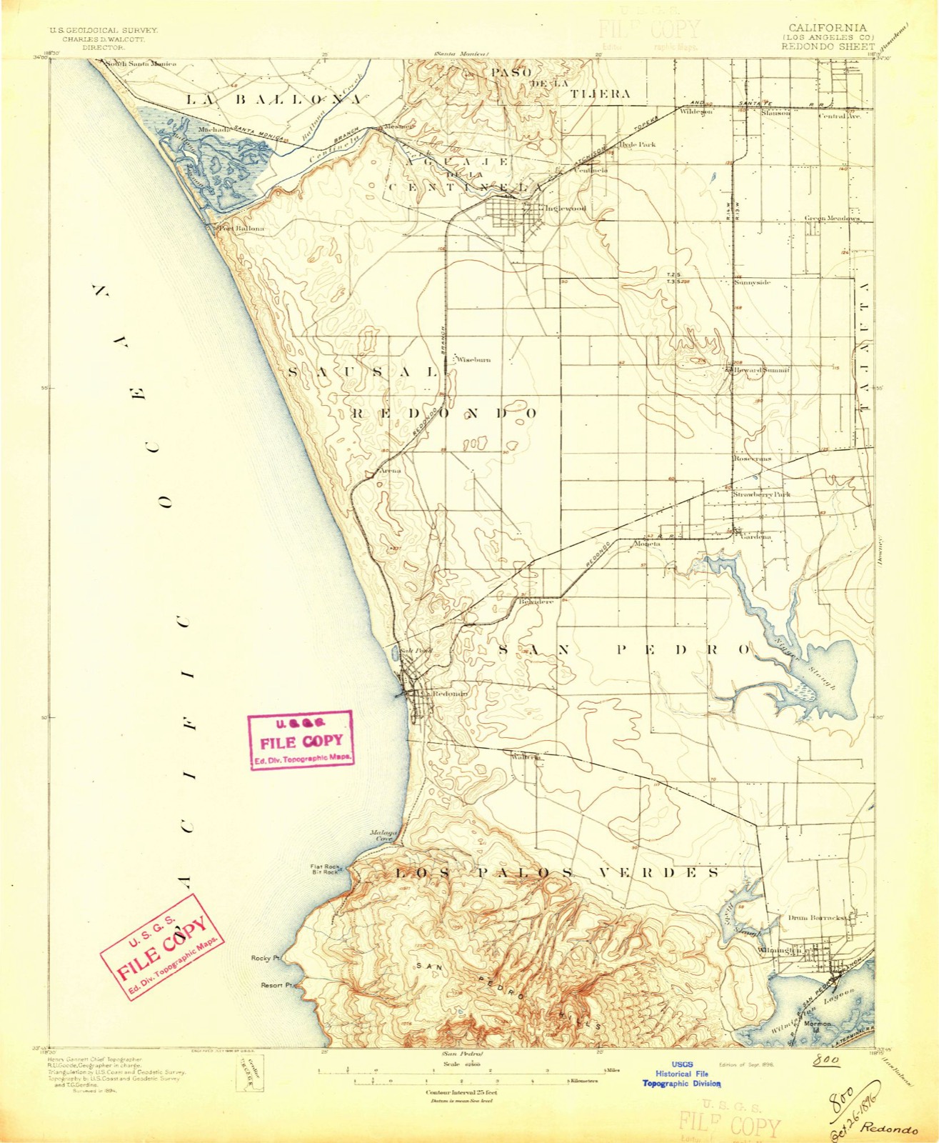 Topographic sheet of Marina del Rey, surveyed 1896