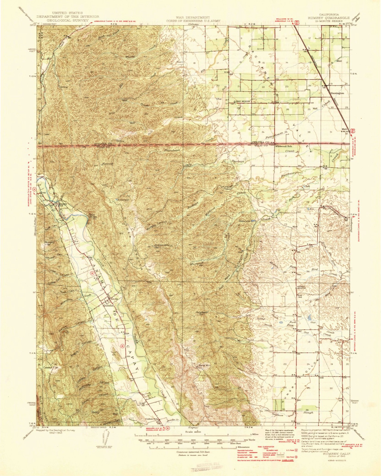 Topographic sheet of Guinda, surveyed 1945