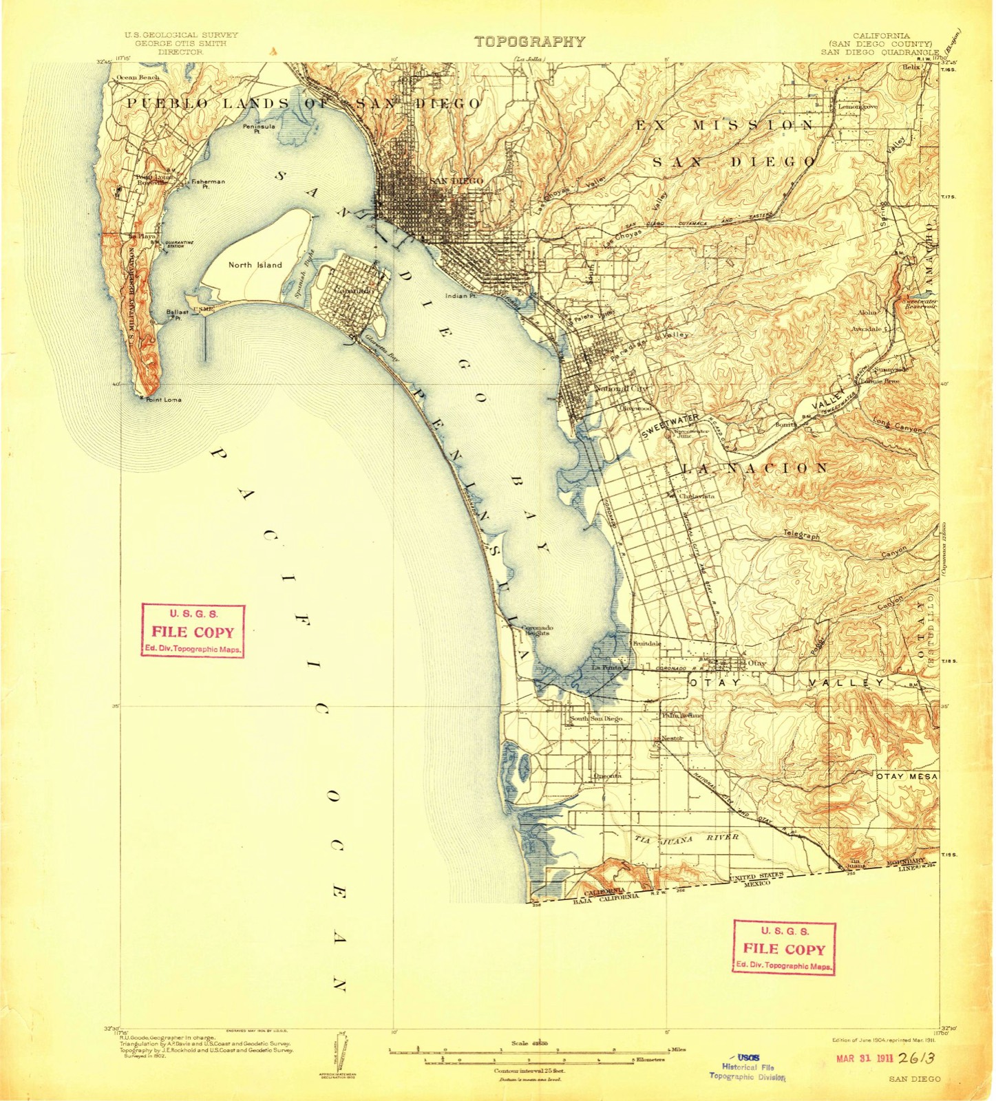 Topographic sheet of North Bay Terraces, surveyed 1904