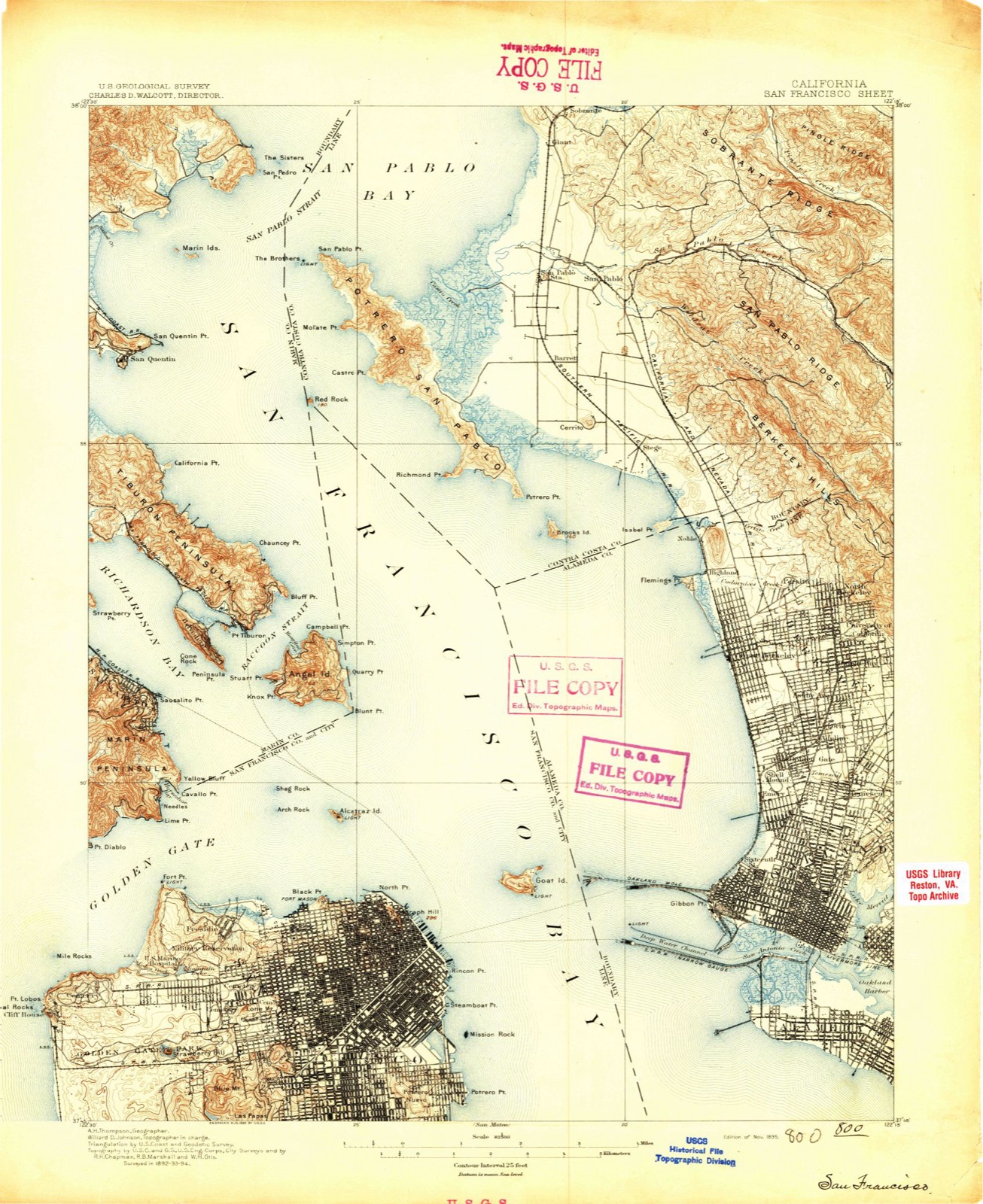 Topographic sheet of Sausalito, surveyed 1895